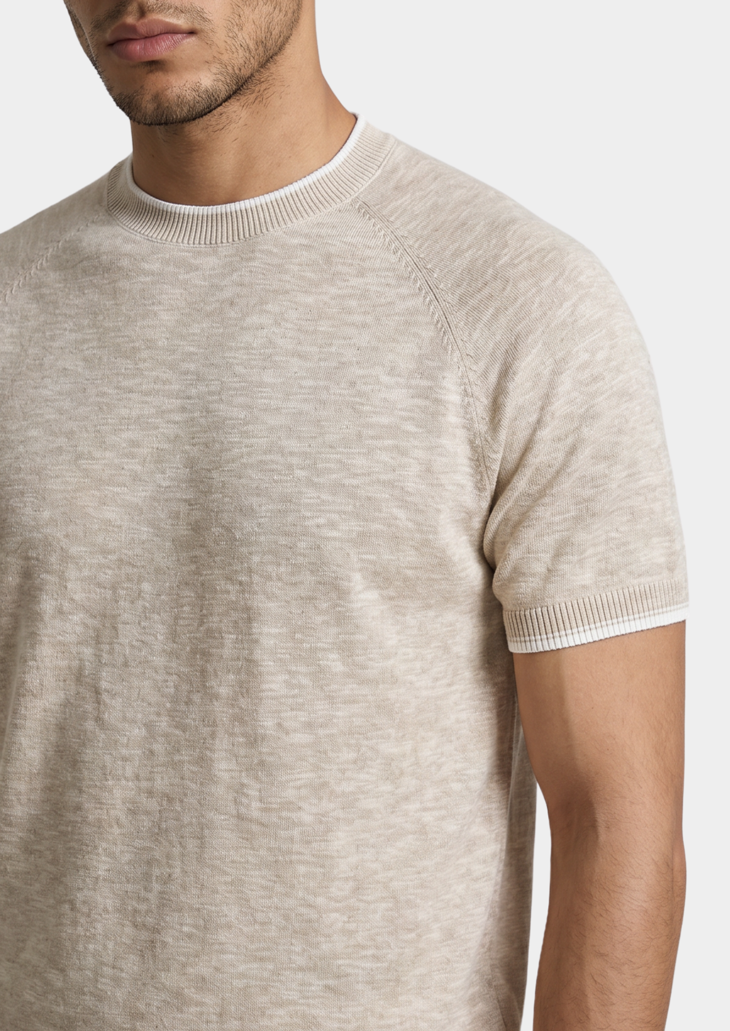 CAPRI BEIGE LINEN CONTRAST T-SHIRT