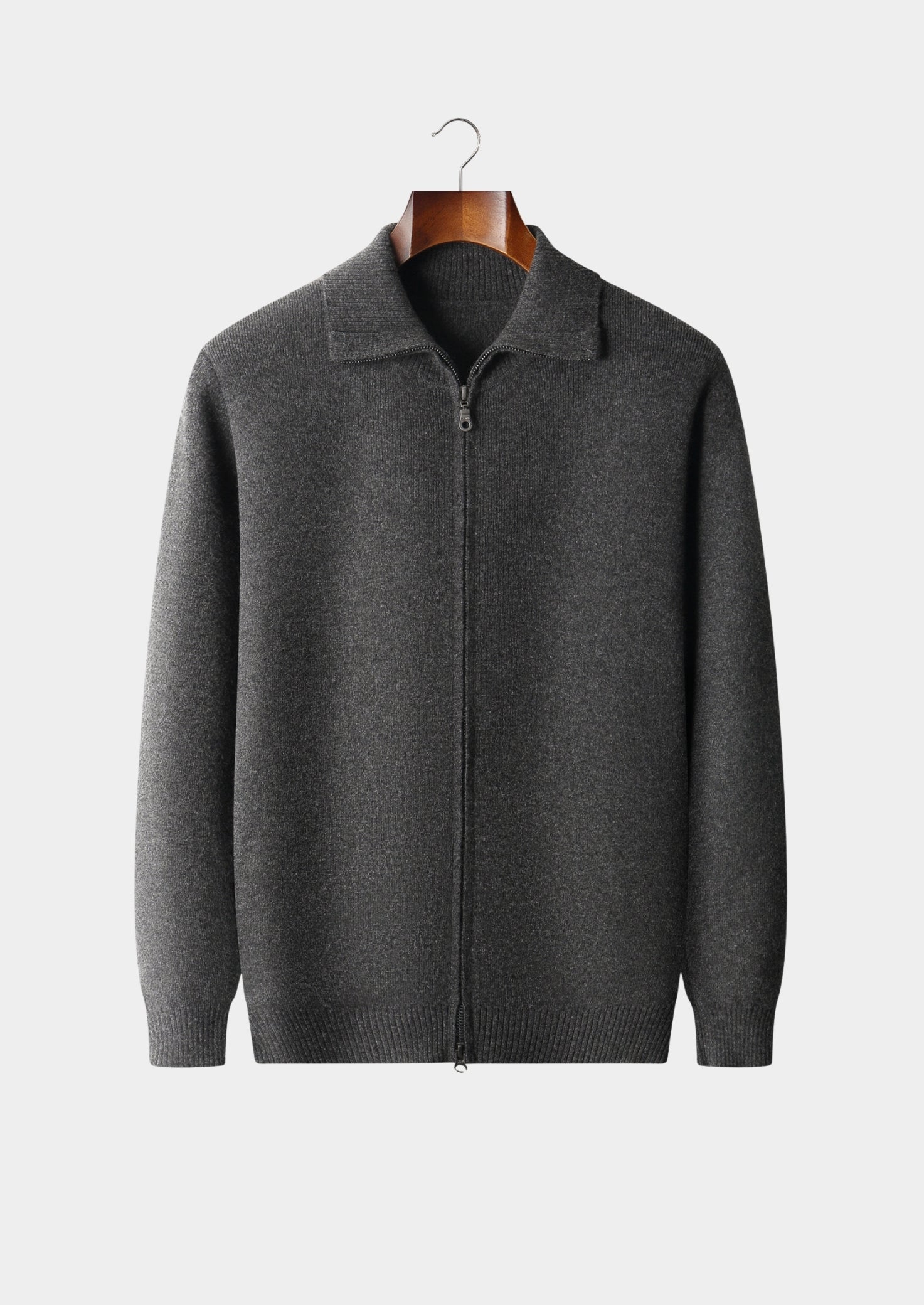 Pure Extra-Fine Merino Wool Funnel Neck Cardigan