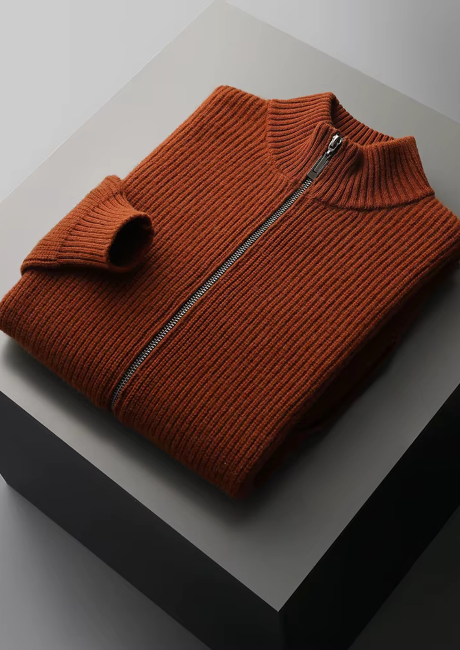 PURE EXTRA-FINE MERINO WOOL RIBBED CARDIGAN