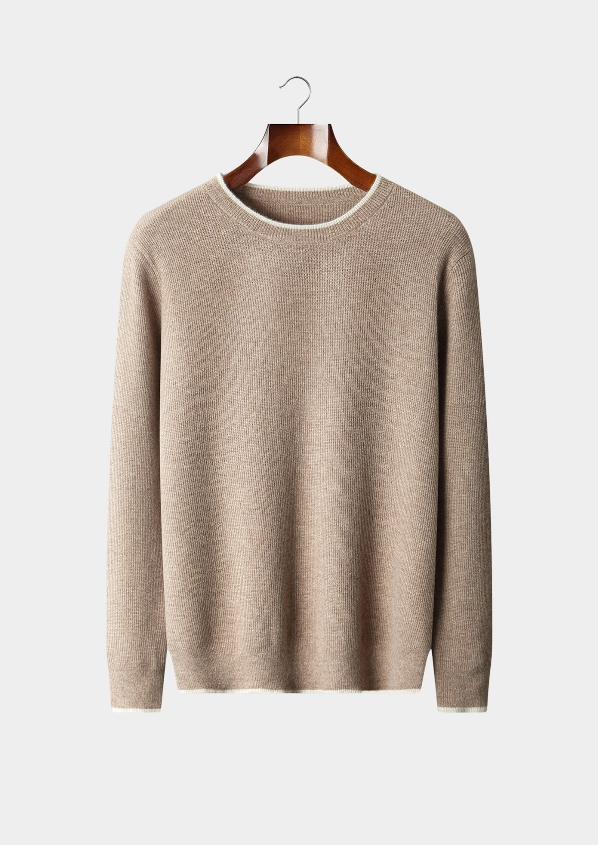 Pure Extra-Fine Merino Wool Contrast Crewneck