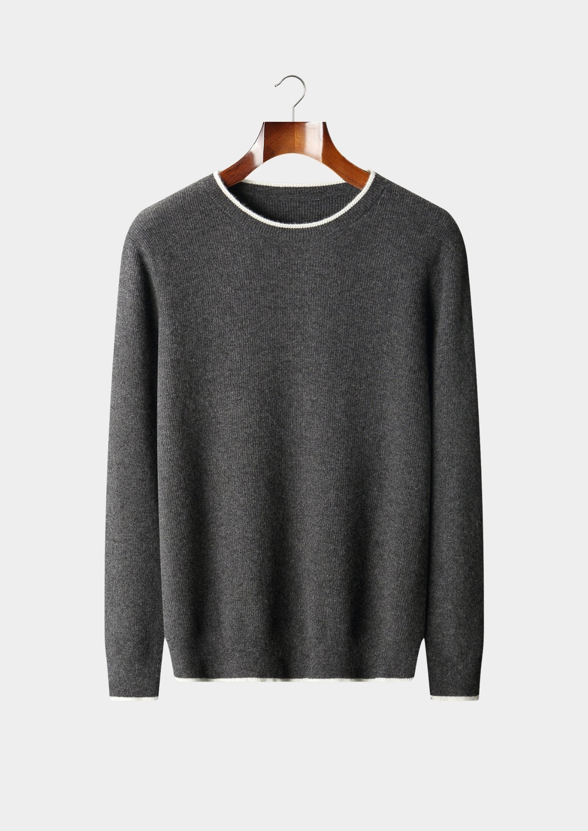 Pure Extra-Fine Merino Wool Contrast Crewneck