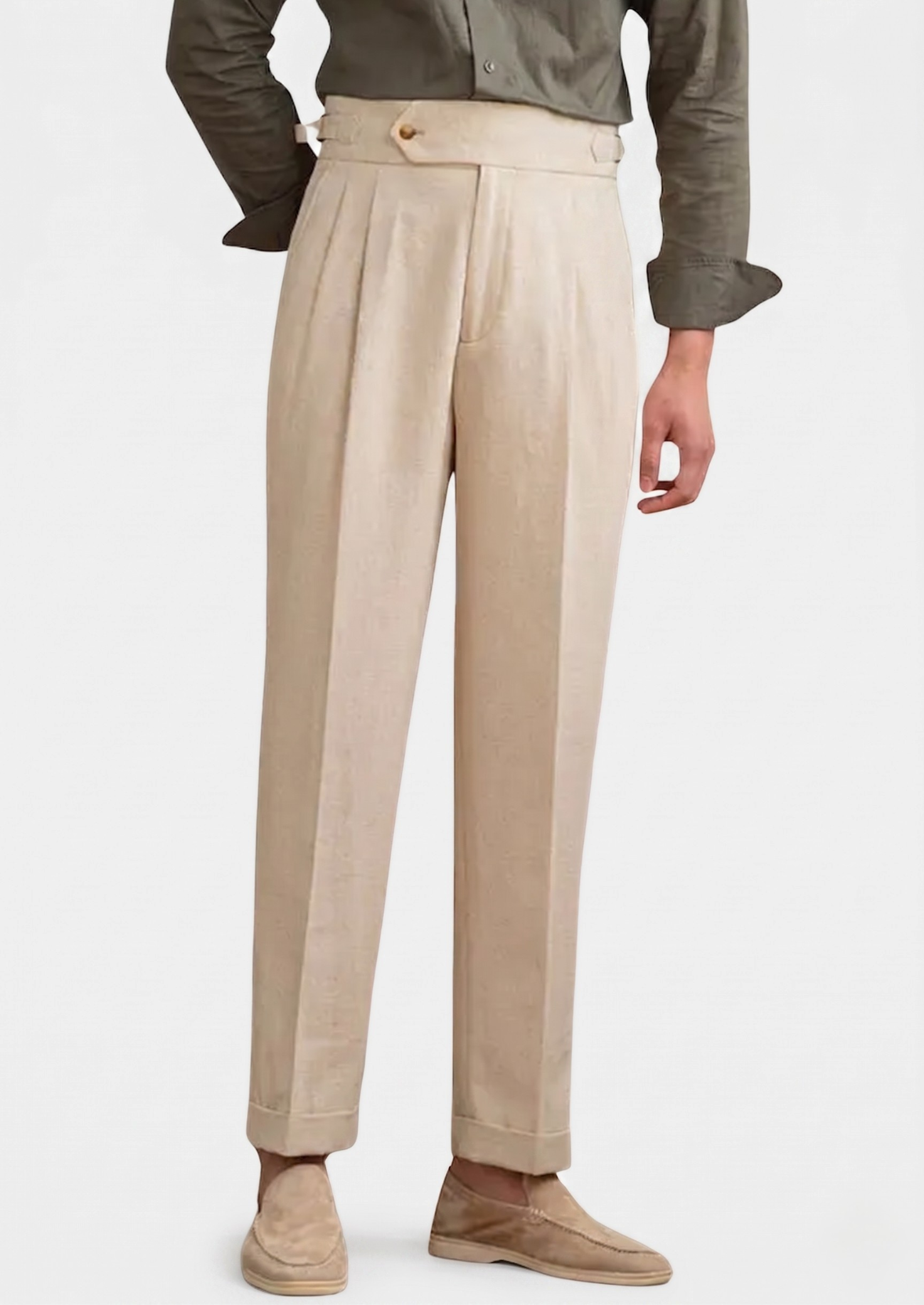 NAPOLI PLEATED COASTAL TROUSERS - Sand