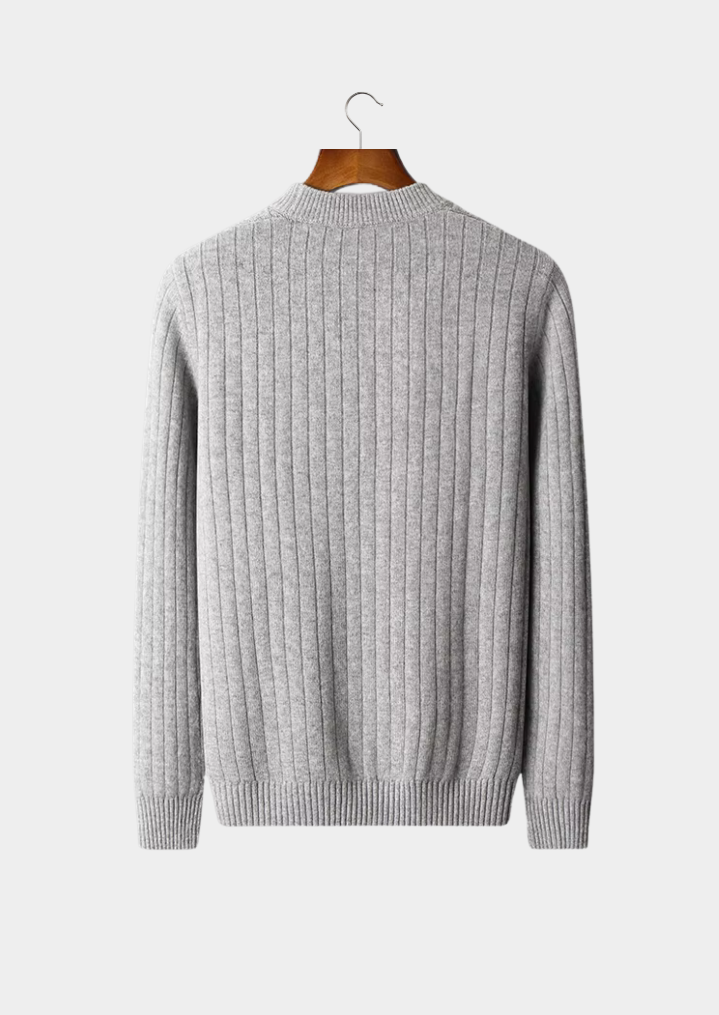 PURE EXTRA-FINE MERINO WOOL HERRINGBONE CREWNECK