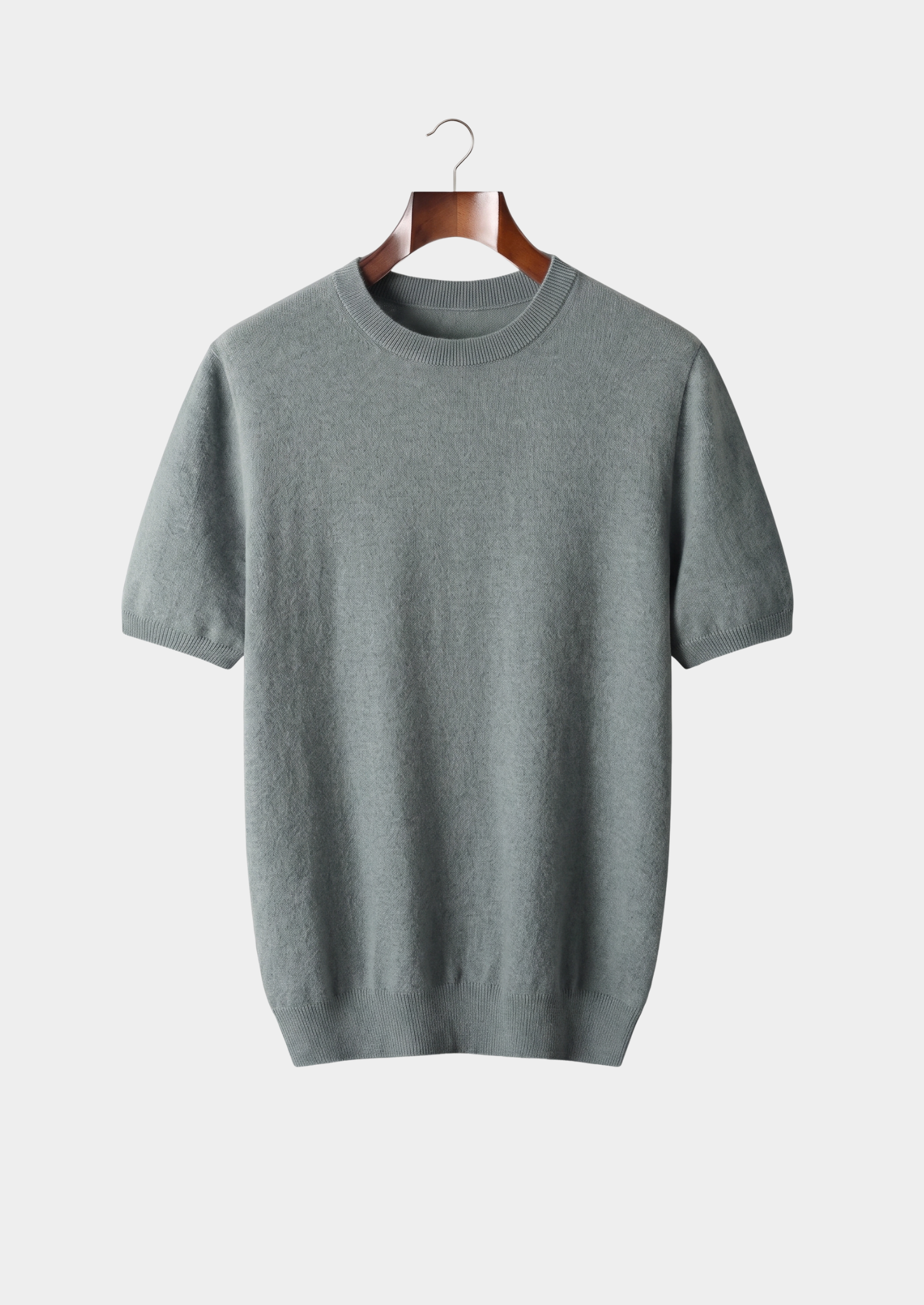 Premium Cashmere Classic Crewneck T-Shirt - Shadow Flint