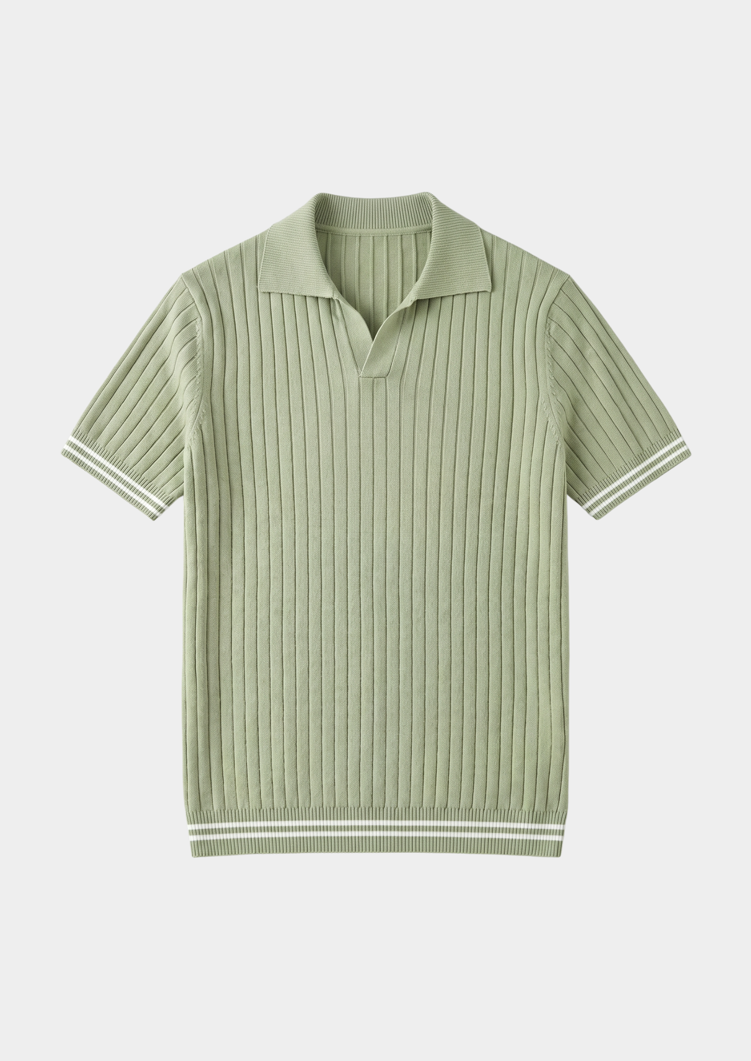 PIERRE PISTACHE RIBBED BUTTONLESS POLO