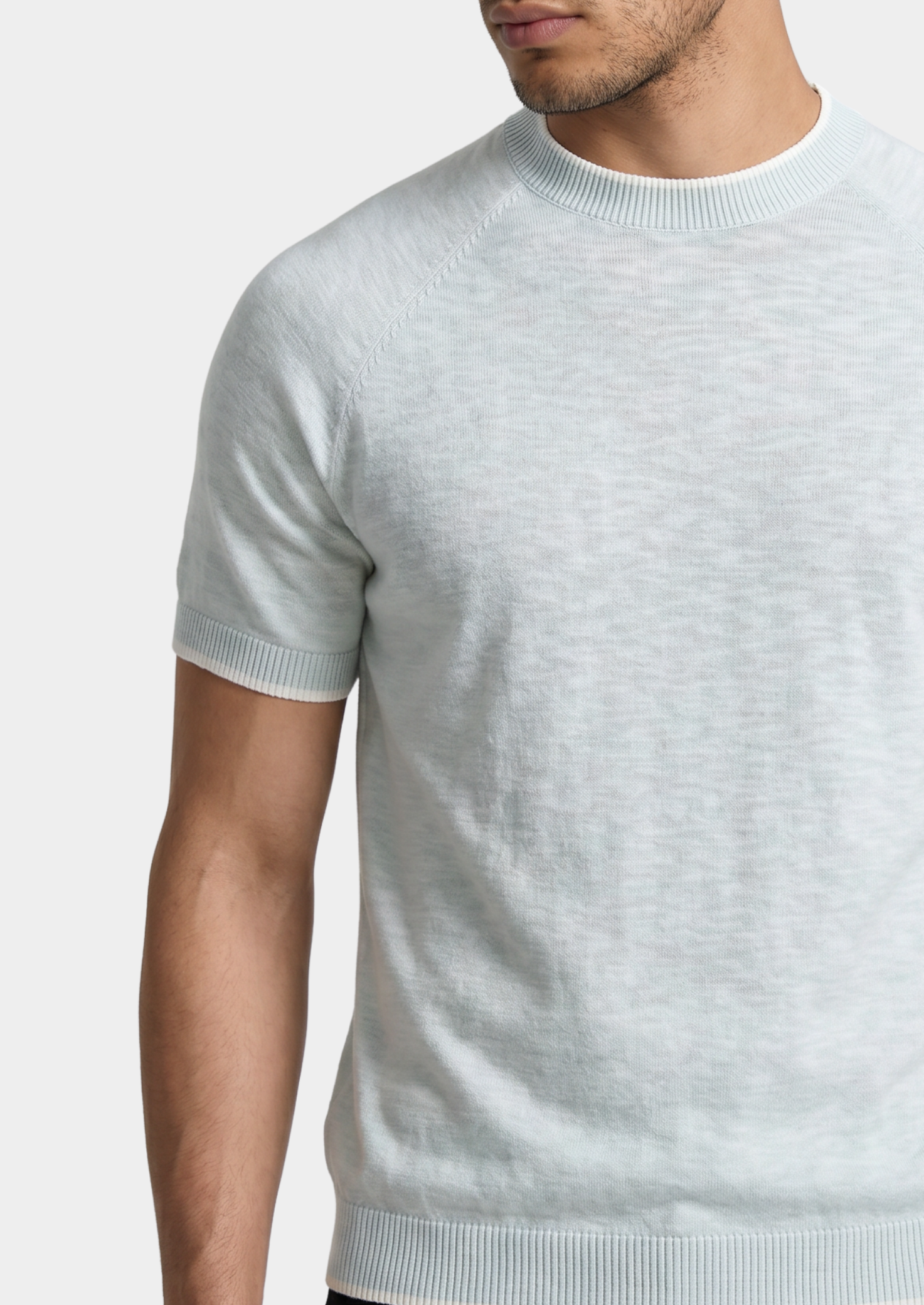 CAPRI ICE BLUE LINEN CONTRAST T-SHIRT