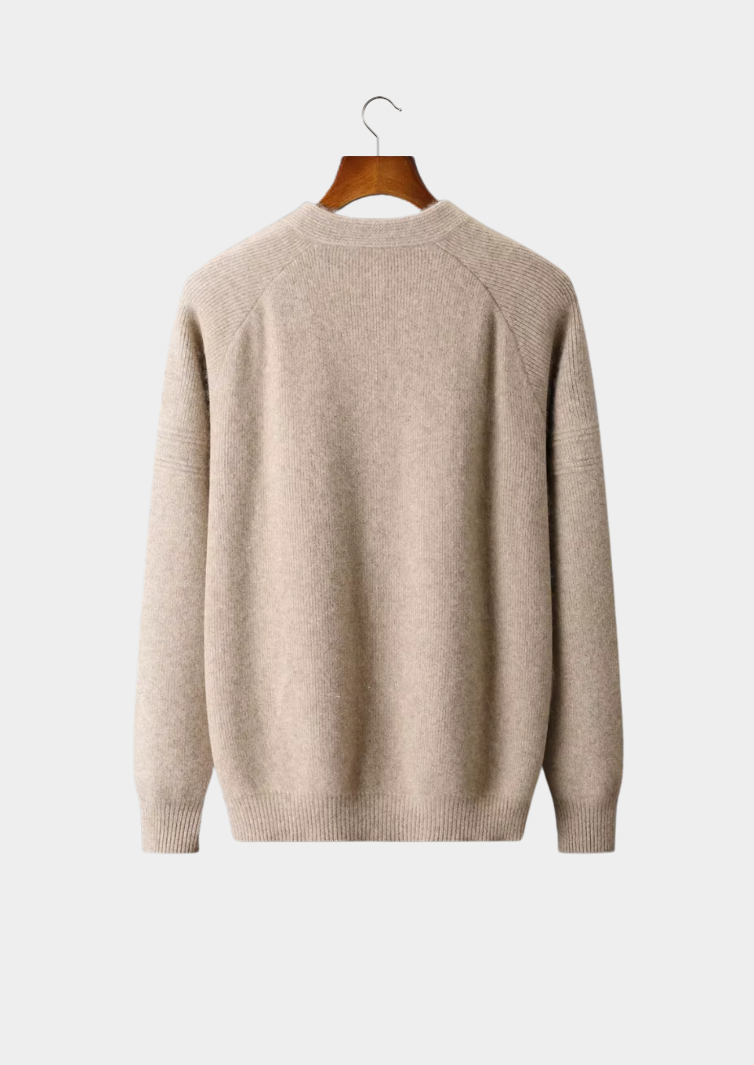 PURE EXTRA-FINE MERINO WOOL RIBBED ZIP CARDIGAN