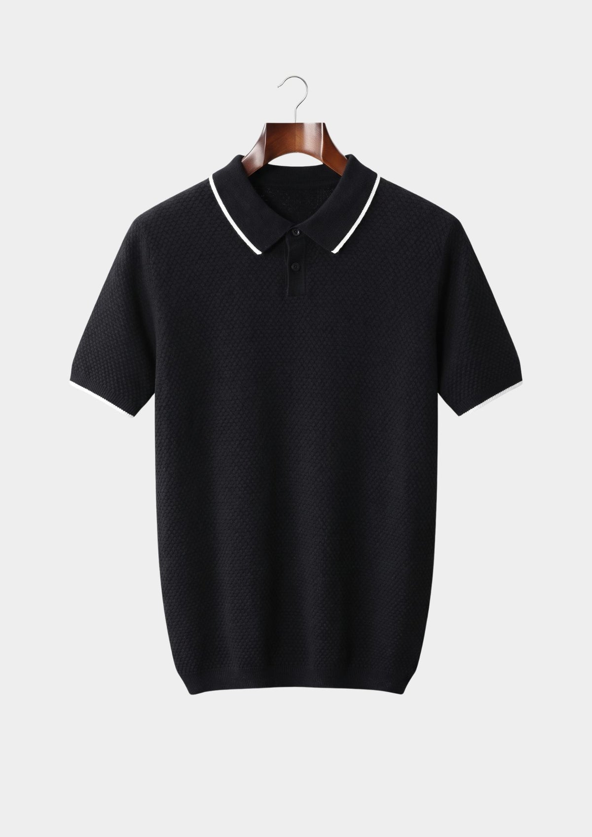 Premium Cashmere Black Two-Tone Polo