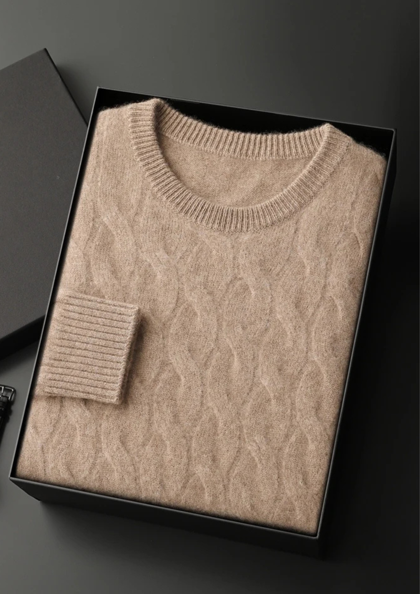 PREMIUM CASHMERE CABLE CREWNECK