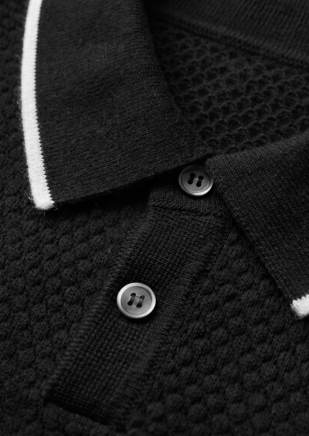 Premium Cashmere Black Two-Tone Polo