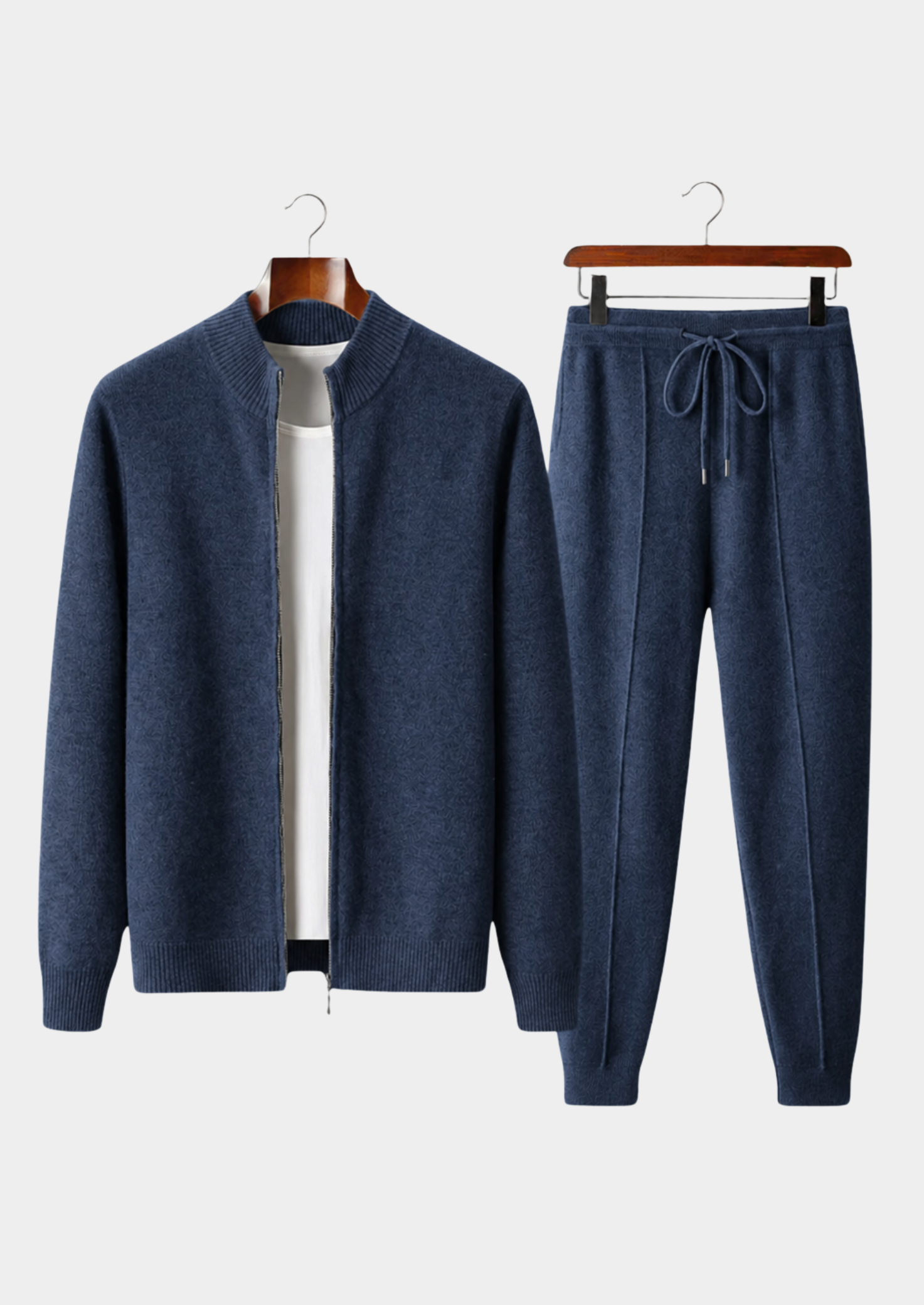 PURE EXTRA-FINE MERINO WOOL NAVY BLUE LUZZO SET