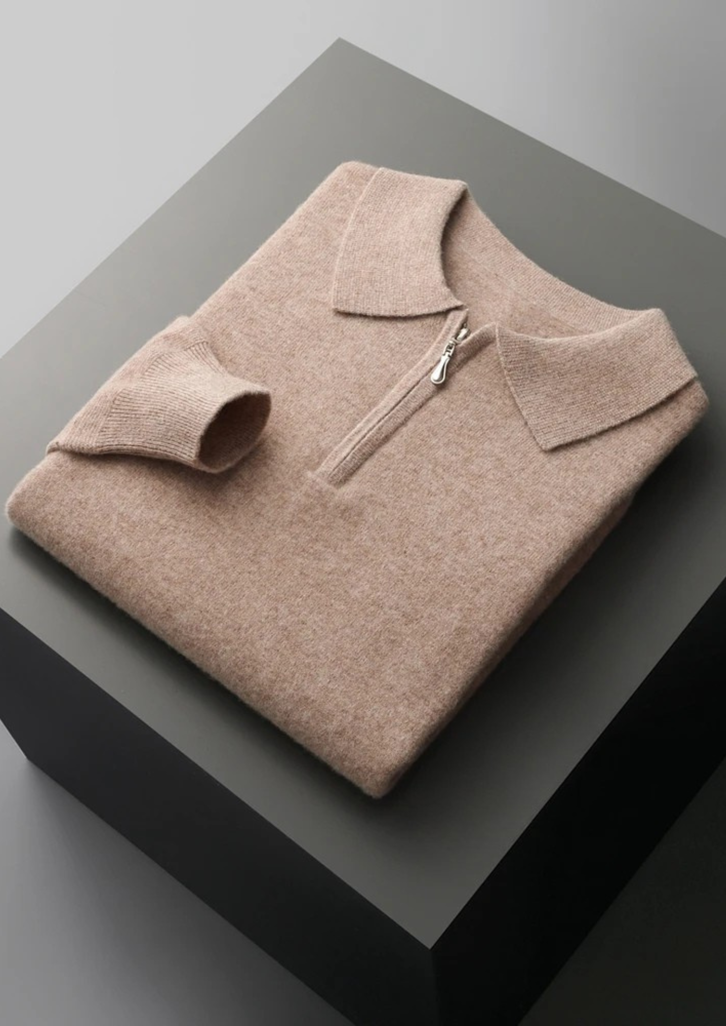 PURE EXTRA-FINE MERINO WOOL HALF ZIP POLO
