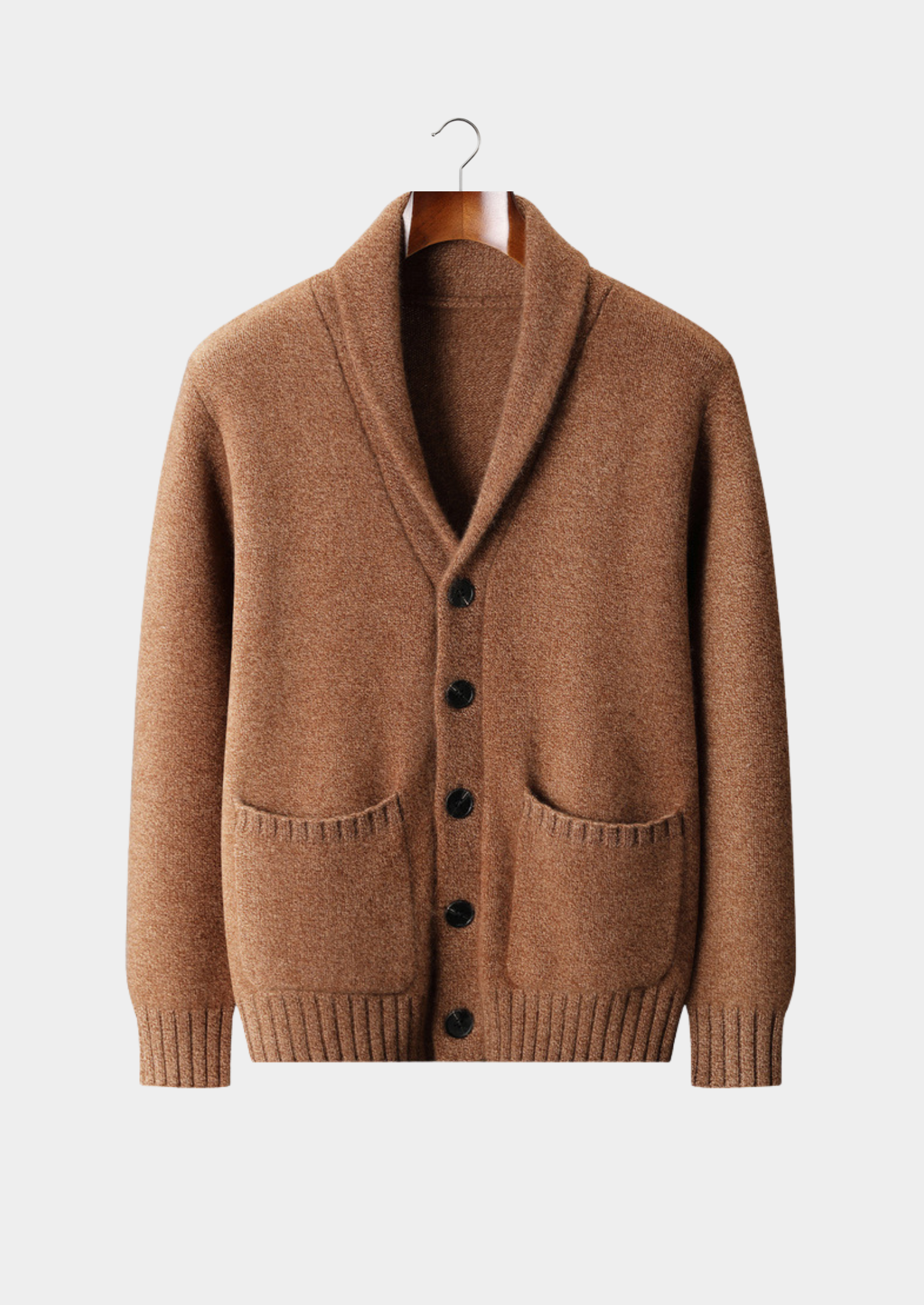 PURE CASHMERE SHAWL COLLAR CARDIGAN