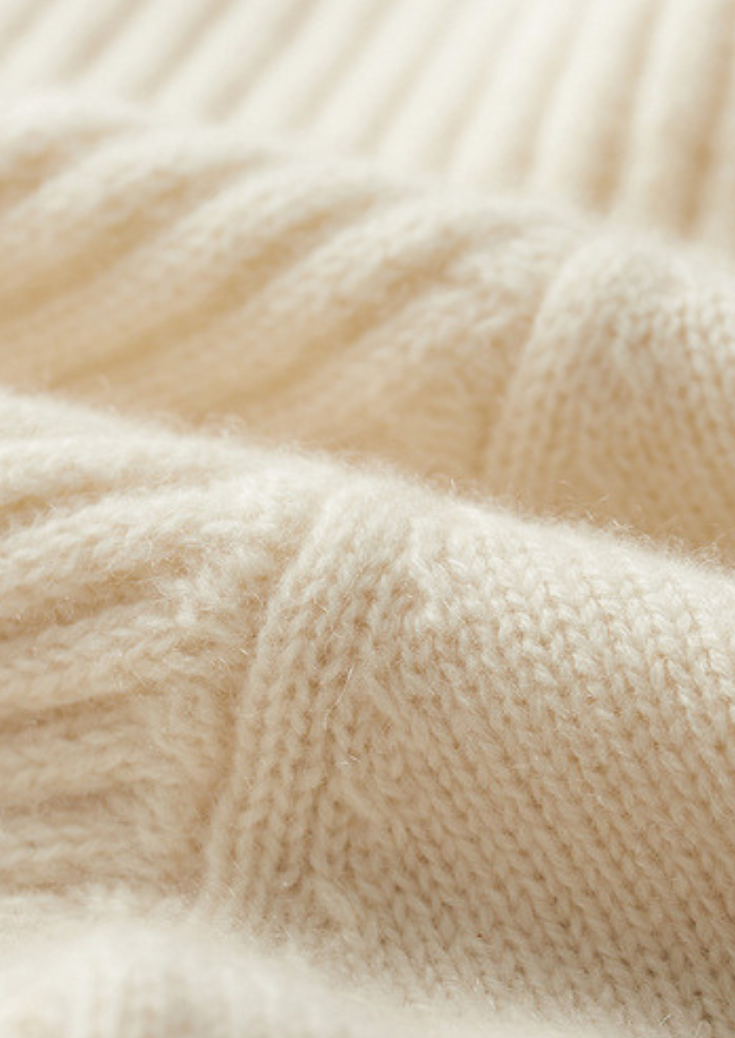 PURE CASHMERE IVORY PATTERNED MOCKNECK