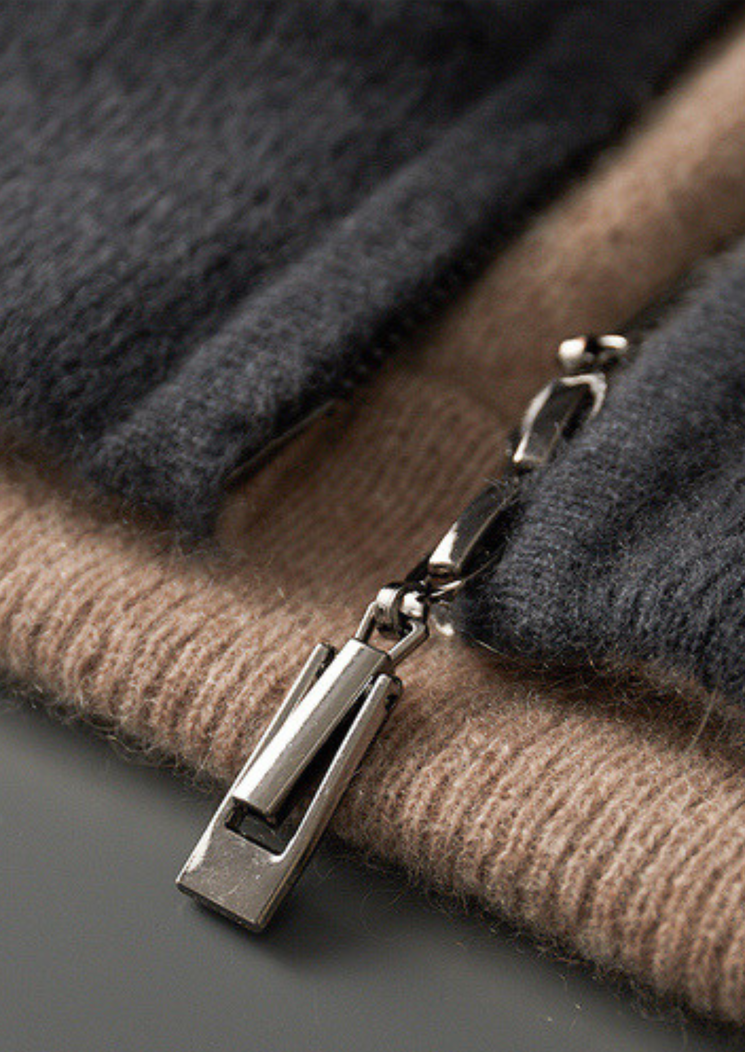 PURE CASHMERE DARK GRAY DUAL ZIP CARDIGAN
