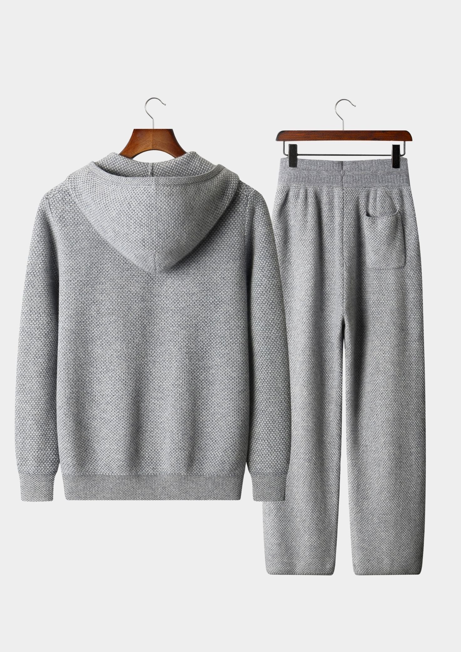 Pure Extra-Fine Merino Wool Light Gray Jaquard Set