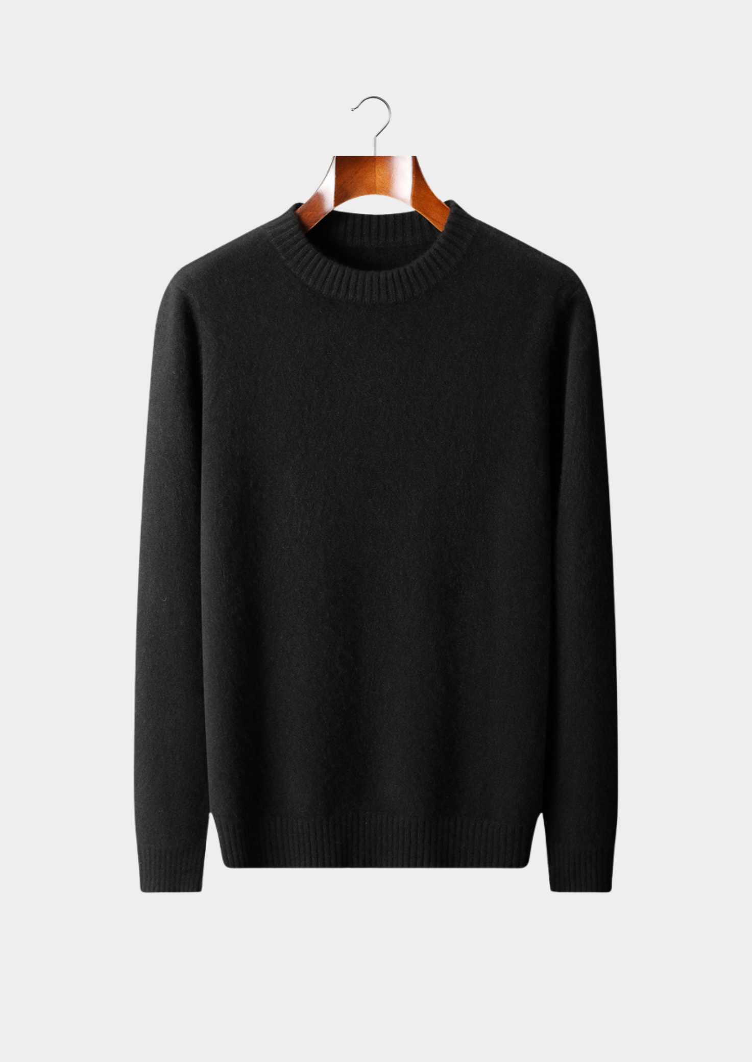 PURE CASHMERE BLACK ESSENTIAL CREWNECK