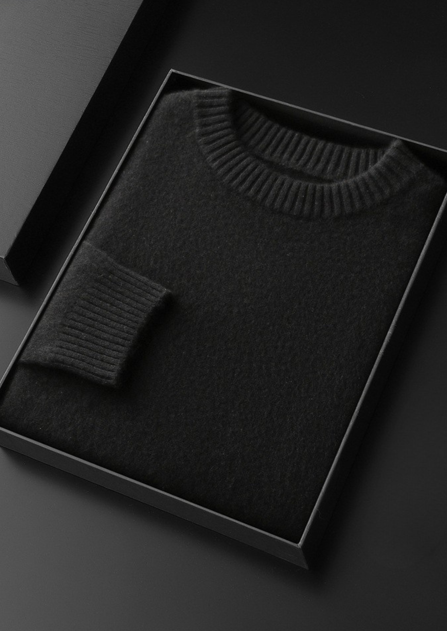 PURE CASHMERE BLACK ESSENTIAL CREWNECK