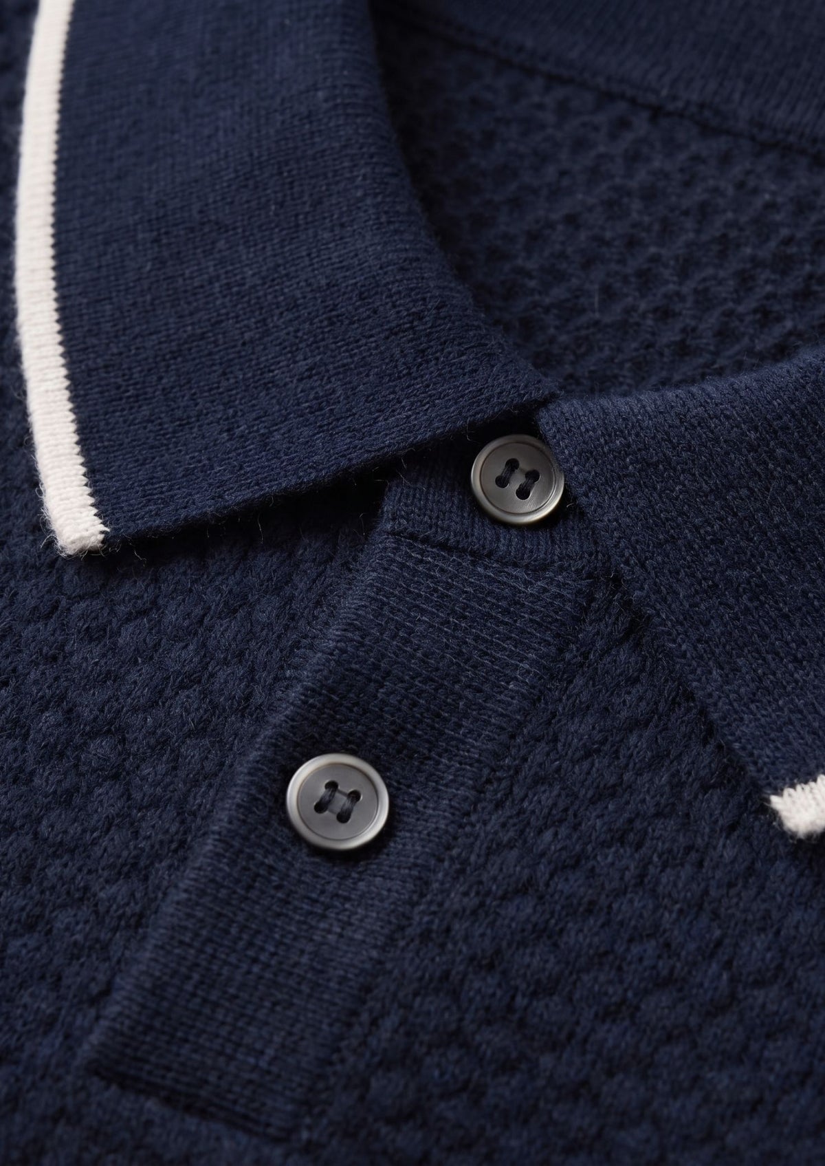 Premium Cashmere Navy Blue Two-Tone Polo