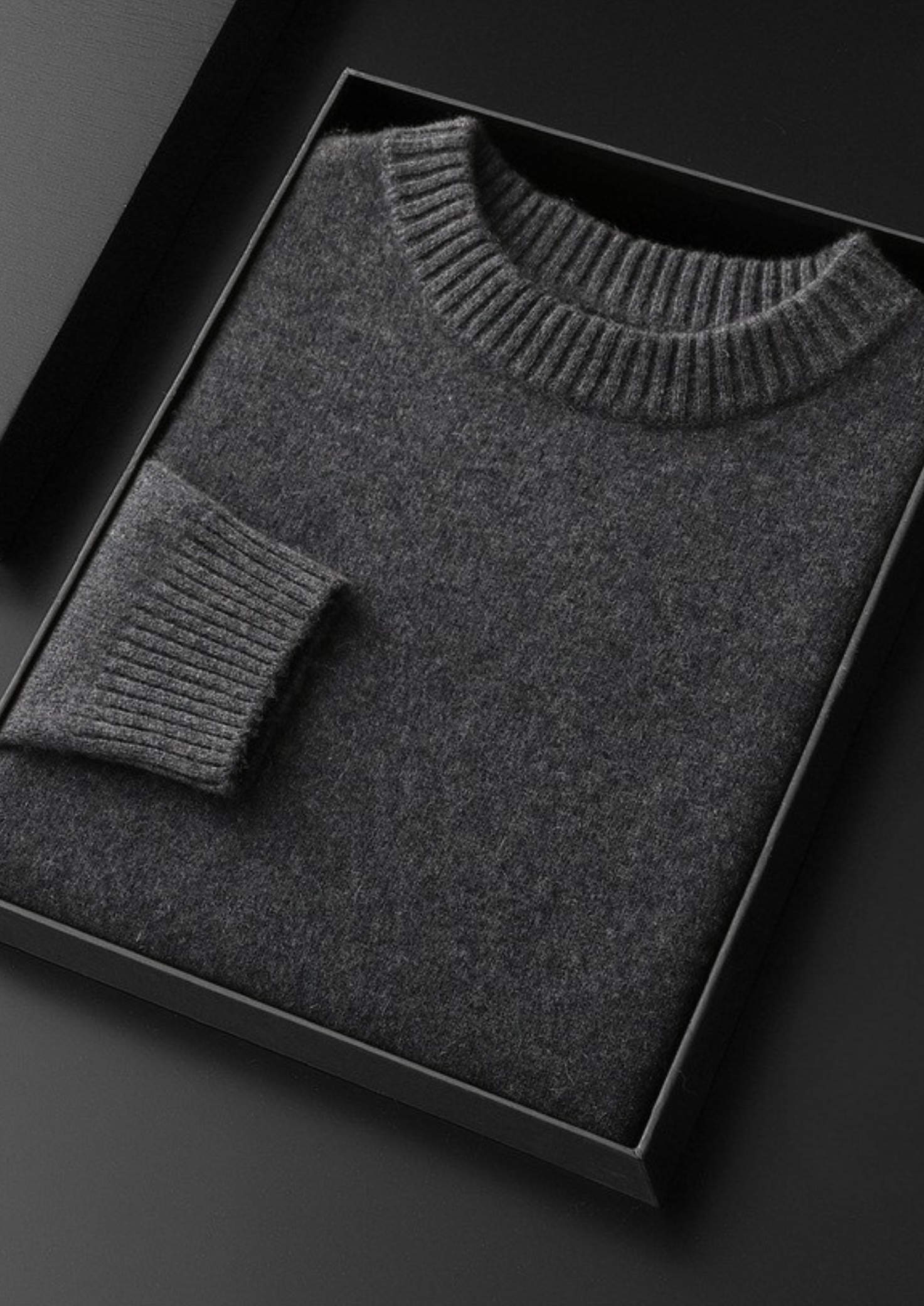 PURE CASHMERE DARK GRAY ESSENTIAL CREWNECK