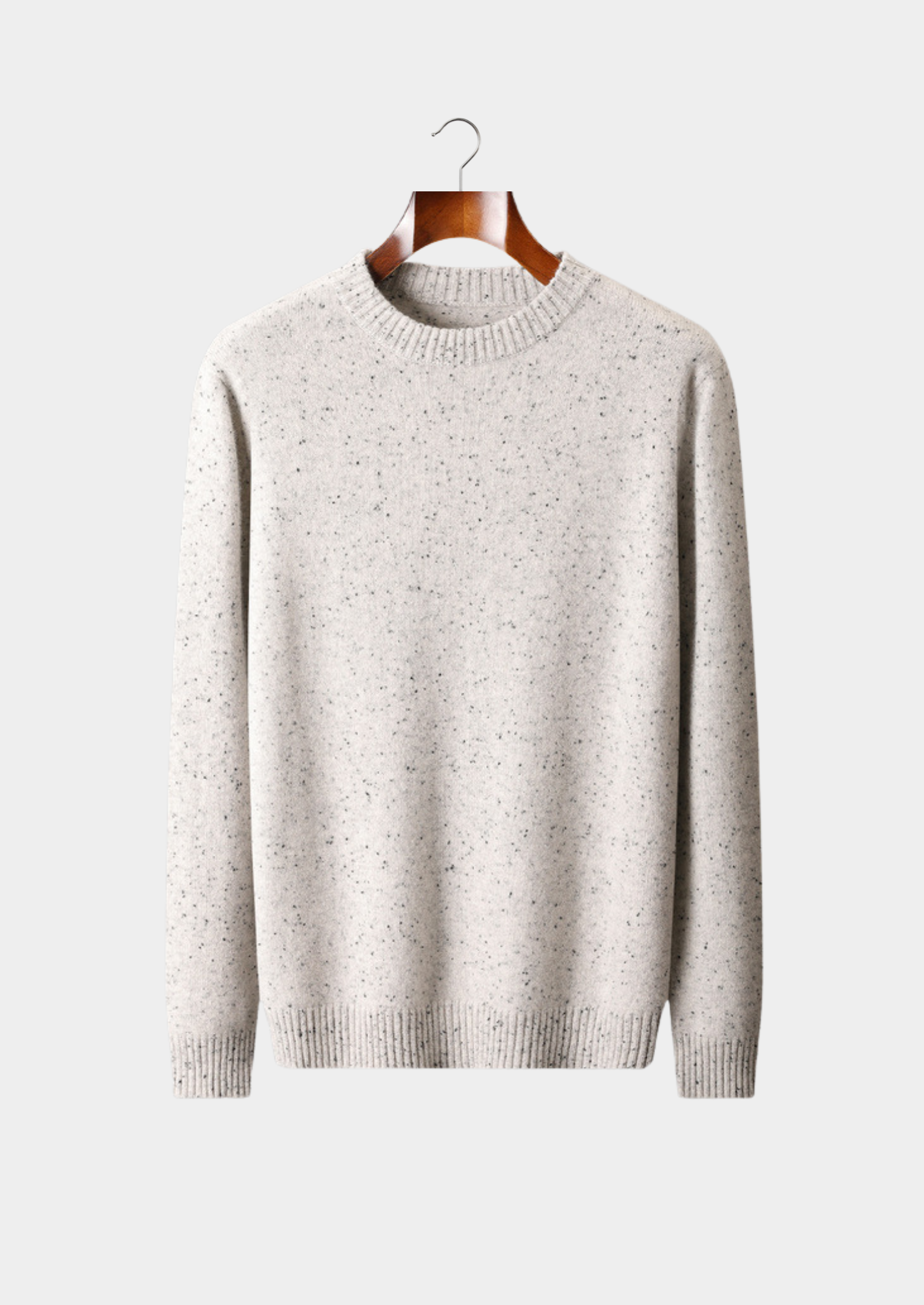 PURE CASHMERE WHITE NEPPED ESSENTIAL CREWNECK