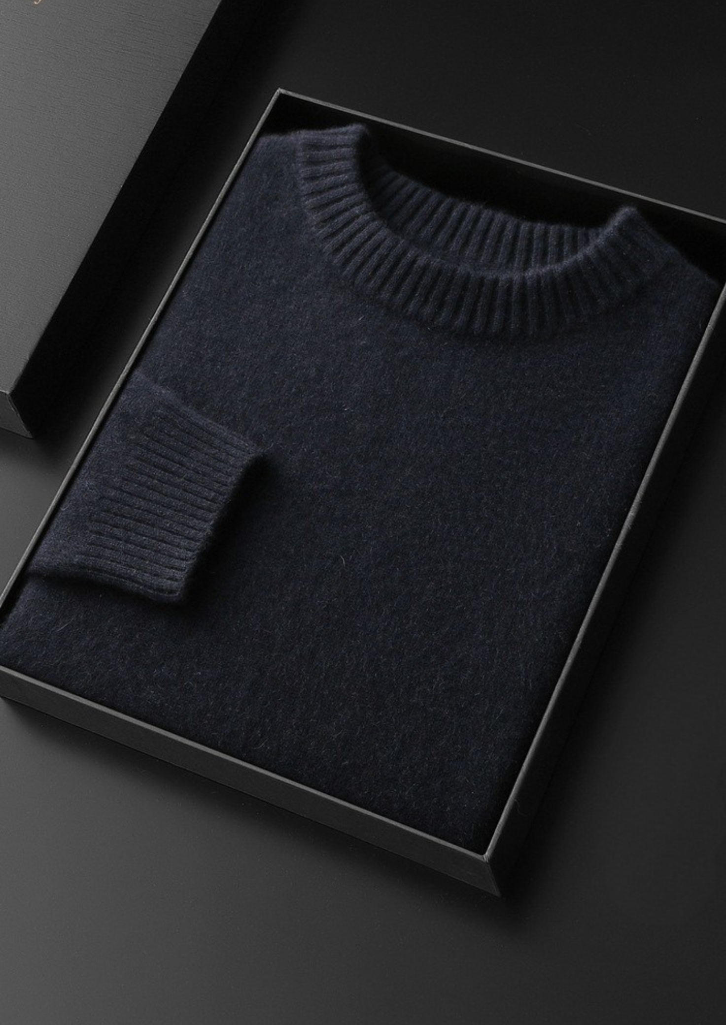 PURE CASHMERE NAVY BLUE ESSENTIAL CREWNECK