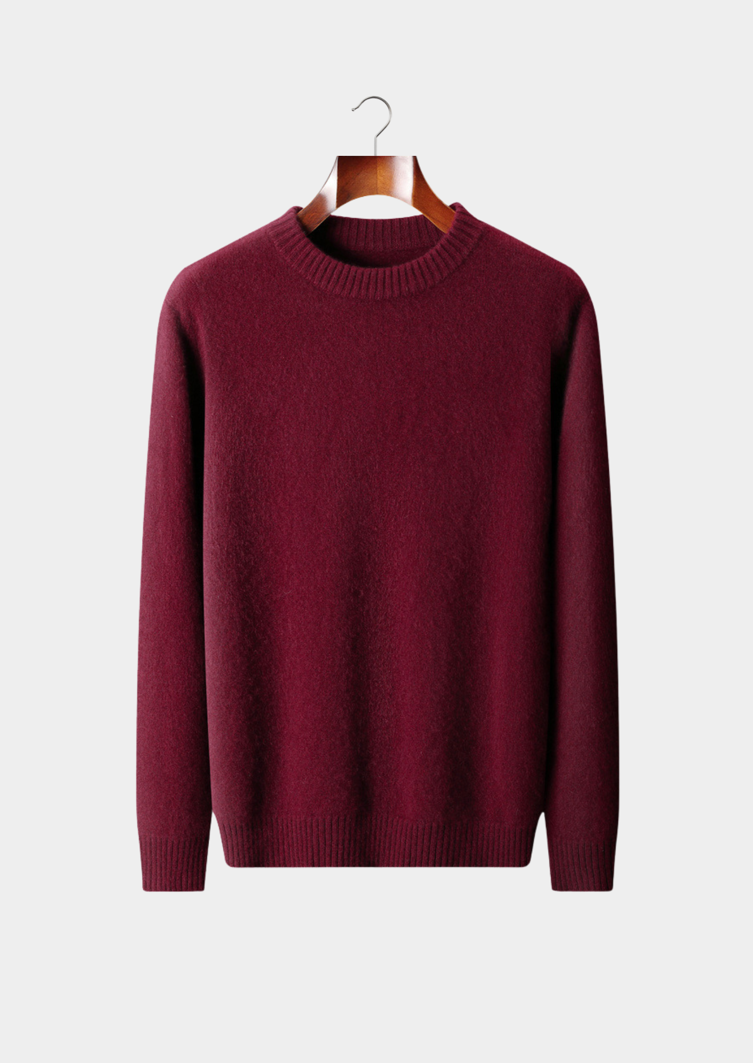 PURE CASHMERE BURGUNDY ESSENTIAL CREWNECK