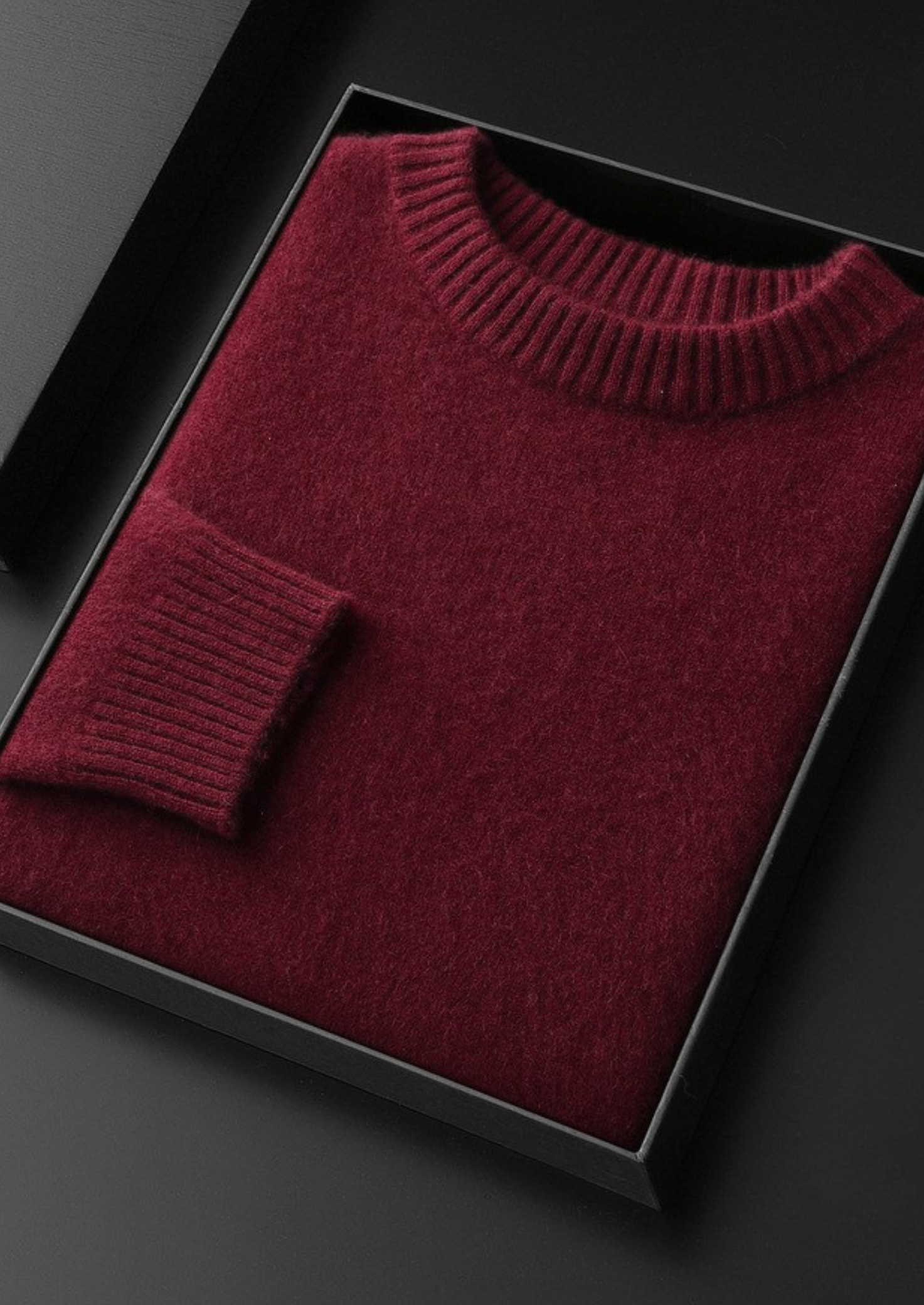PURE CASHMERE BURGUNDY ESSENTIAL CREWNECK