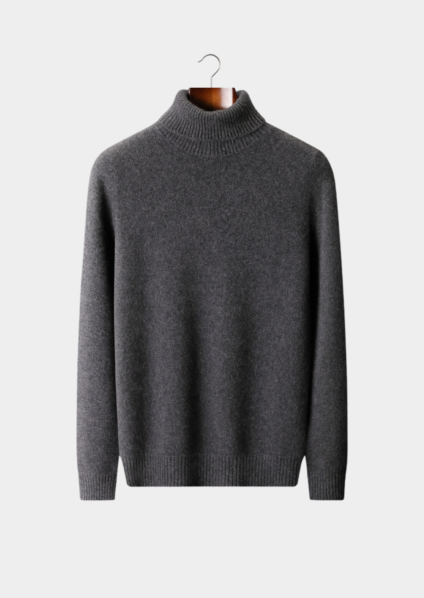 PURE CASHMERE DARK GRAY ESSENTIAL ROLLNECK