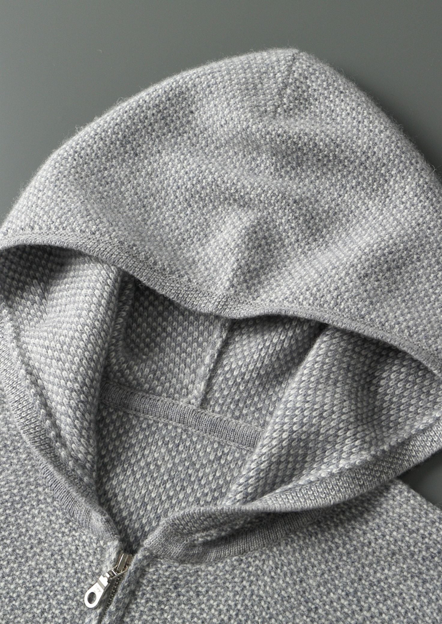 Pure Extra-Fine Merino Wool Light Gray Jaquard Set