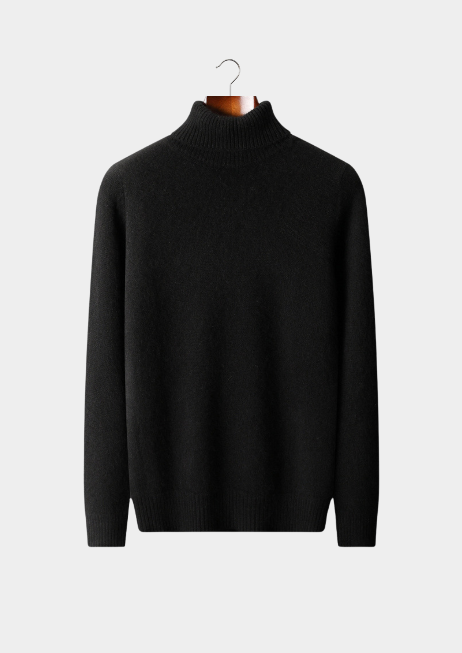 PURE CASHMERE BLACK ESSENTIAL ROLLNECK
