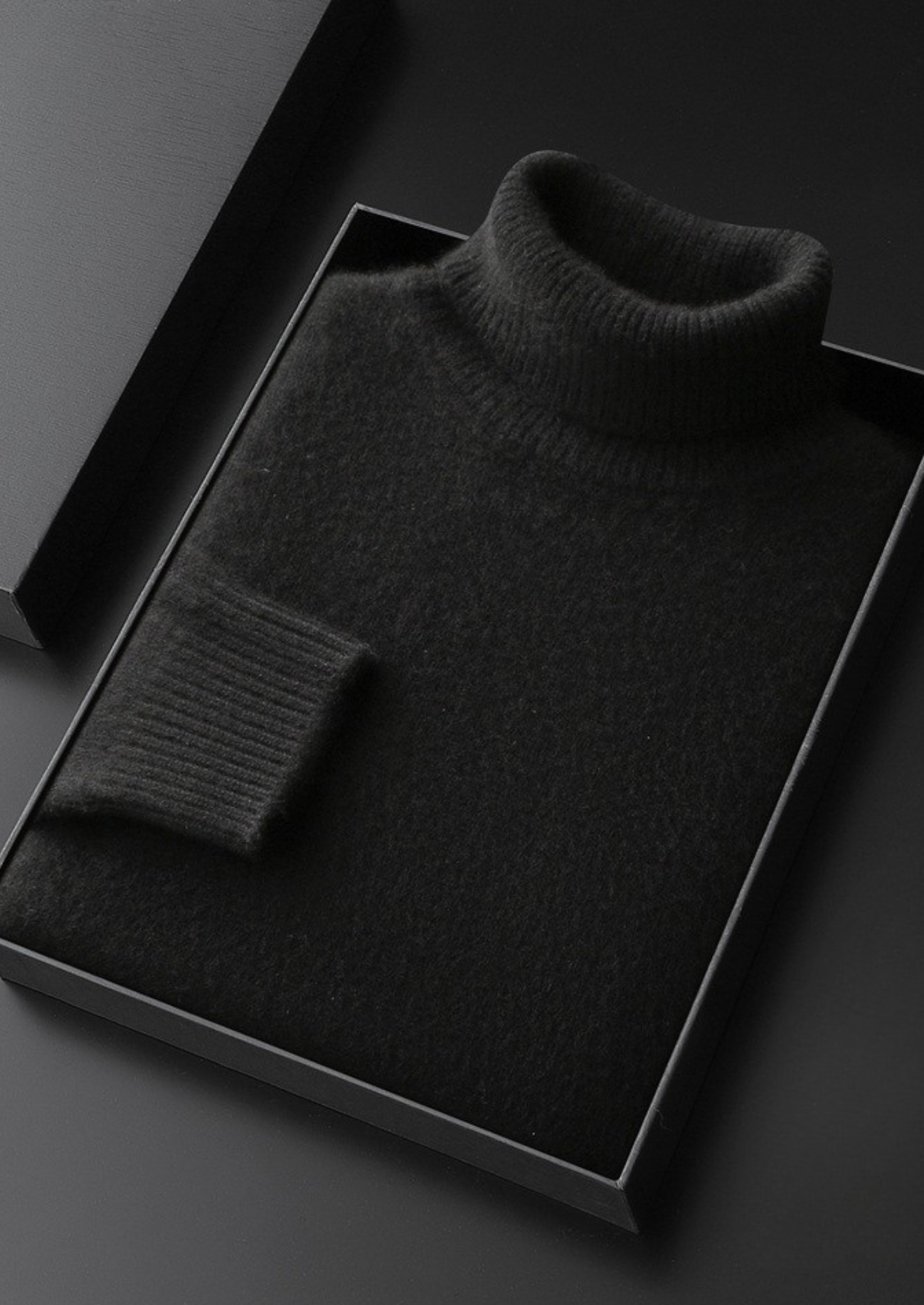 PURE CASHMERE BLACK ESSENTIAL ROLLNECK