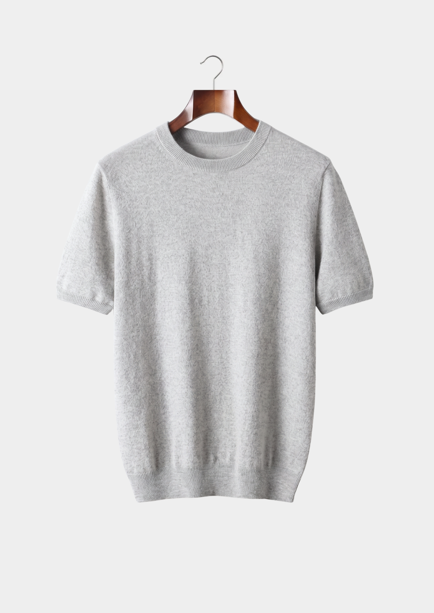 Premium Cashmere Classic Crewneck T-Shirt - Light Gray
