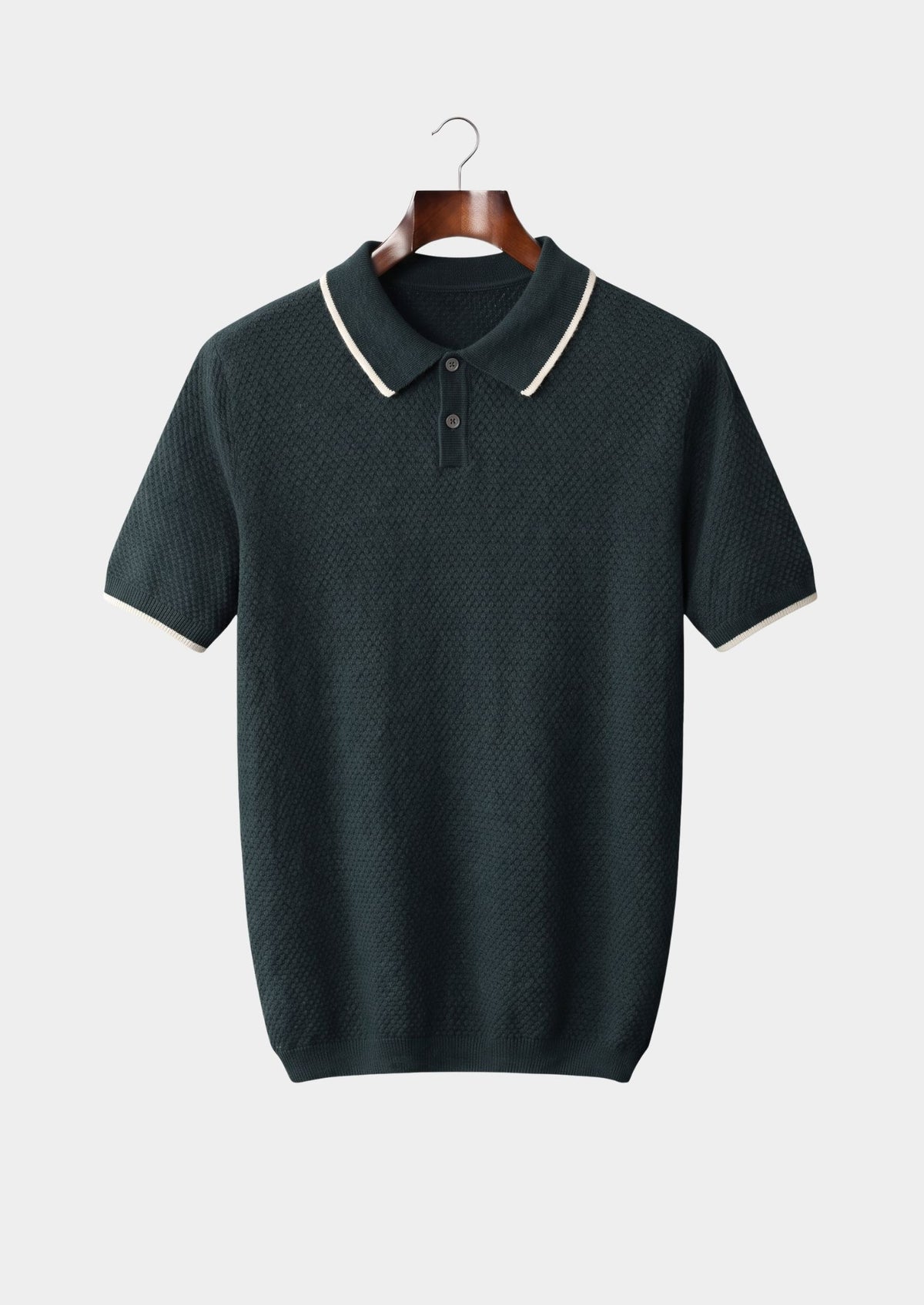 Premium Cashmere Sea Green Two-Tone Polo