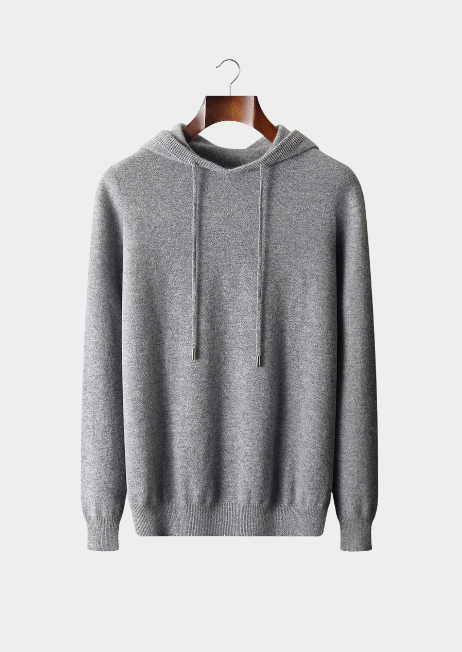 PURE EXTRA-FINE MERINO WOOL LIGHT GRAY LEISURE HOODIE