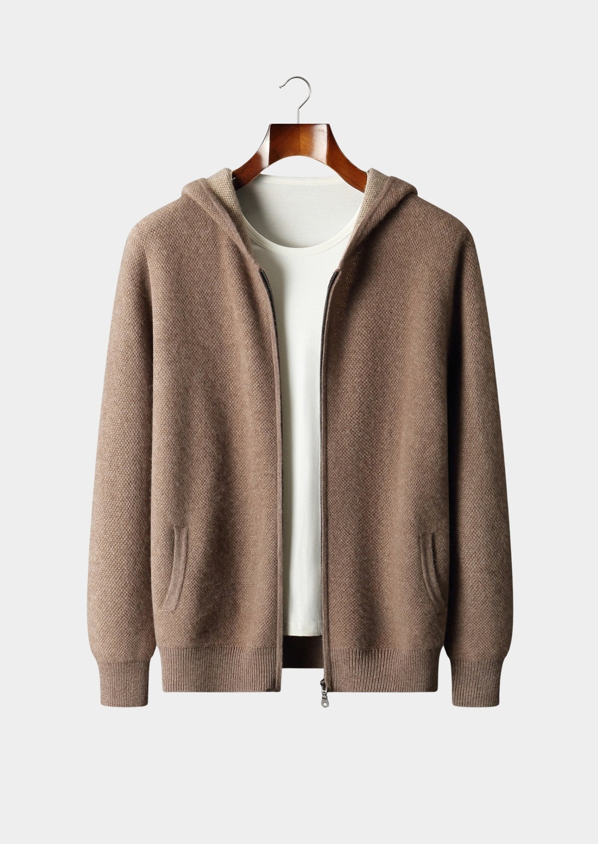 Pure Extra-Fine Merino Wool Jacquard Zip Hoodie