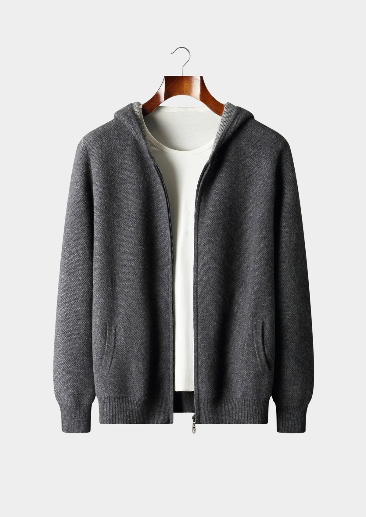 Pure Extra-Fine Merino Wool Jacquard Zip Hoodie