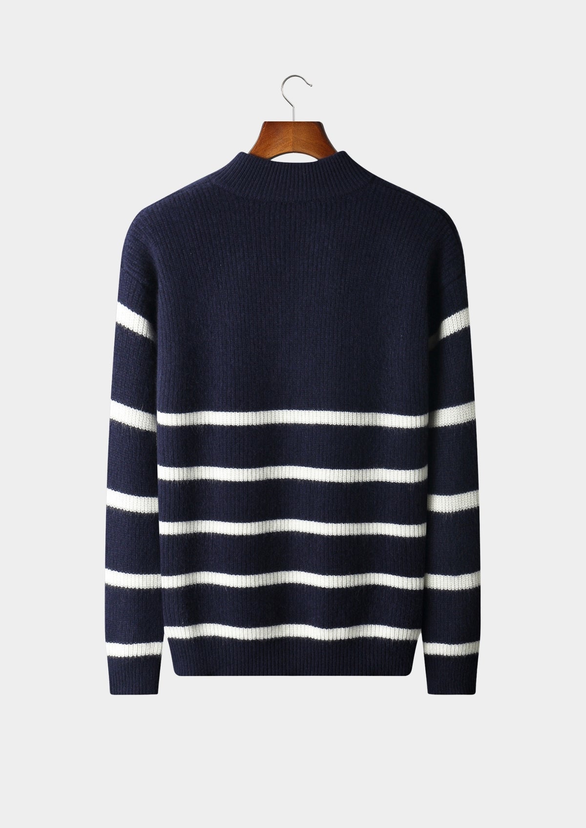 Pure Extra-Fine Merino Wool Striped Half-Zip Sweater
