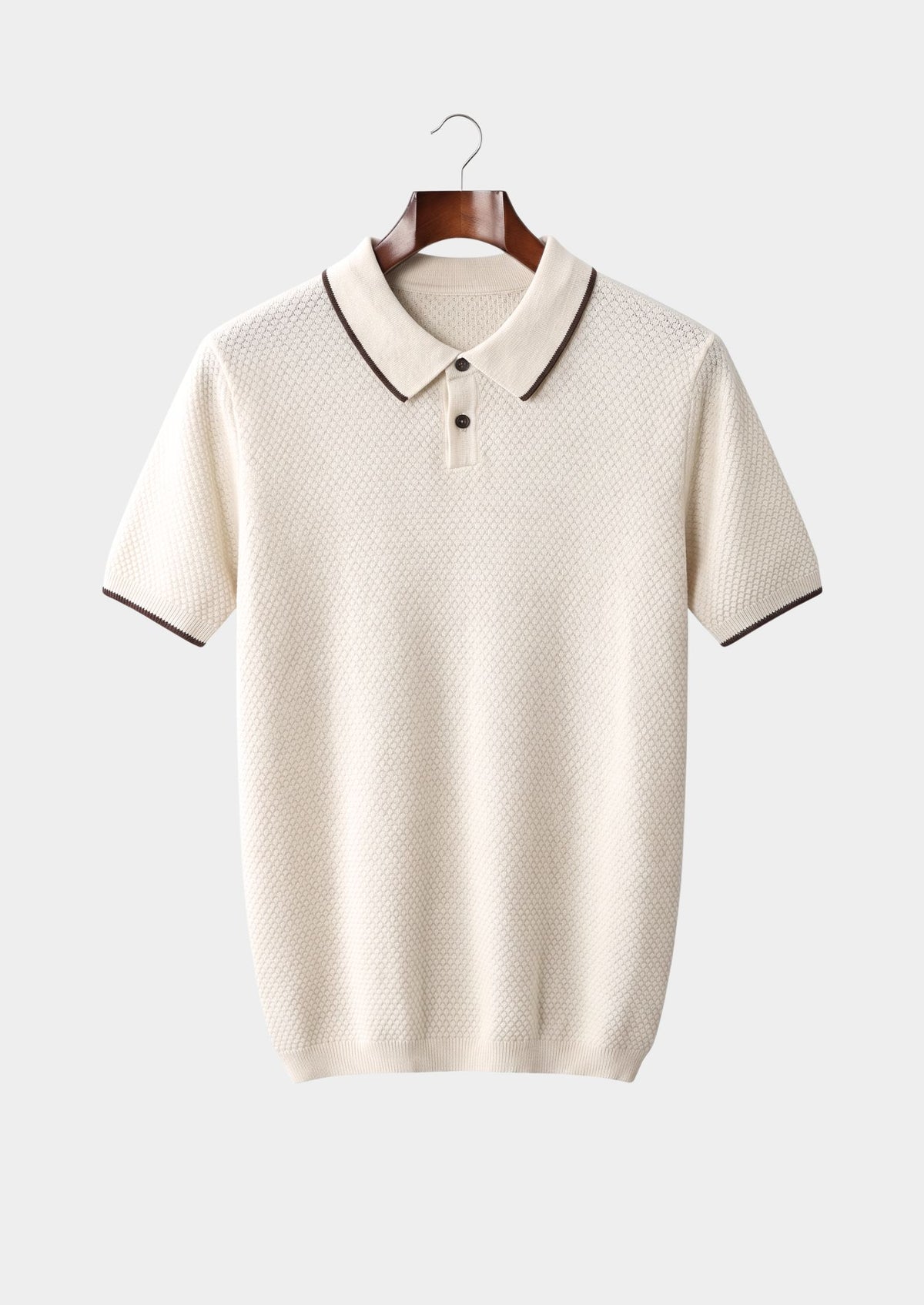 Premium Cashmere White Two-Tone Polo