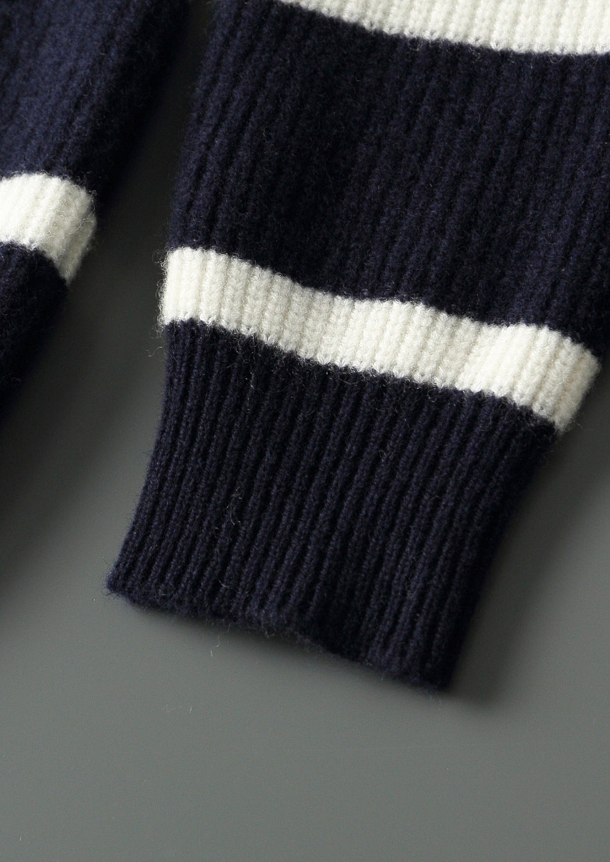 Pure Extra-Fine Merino Wool Striped Half-Zip Sweater