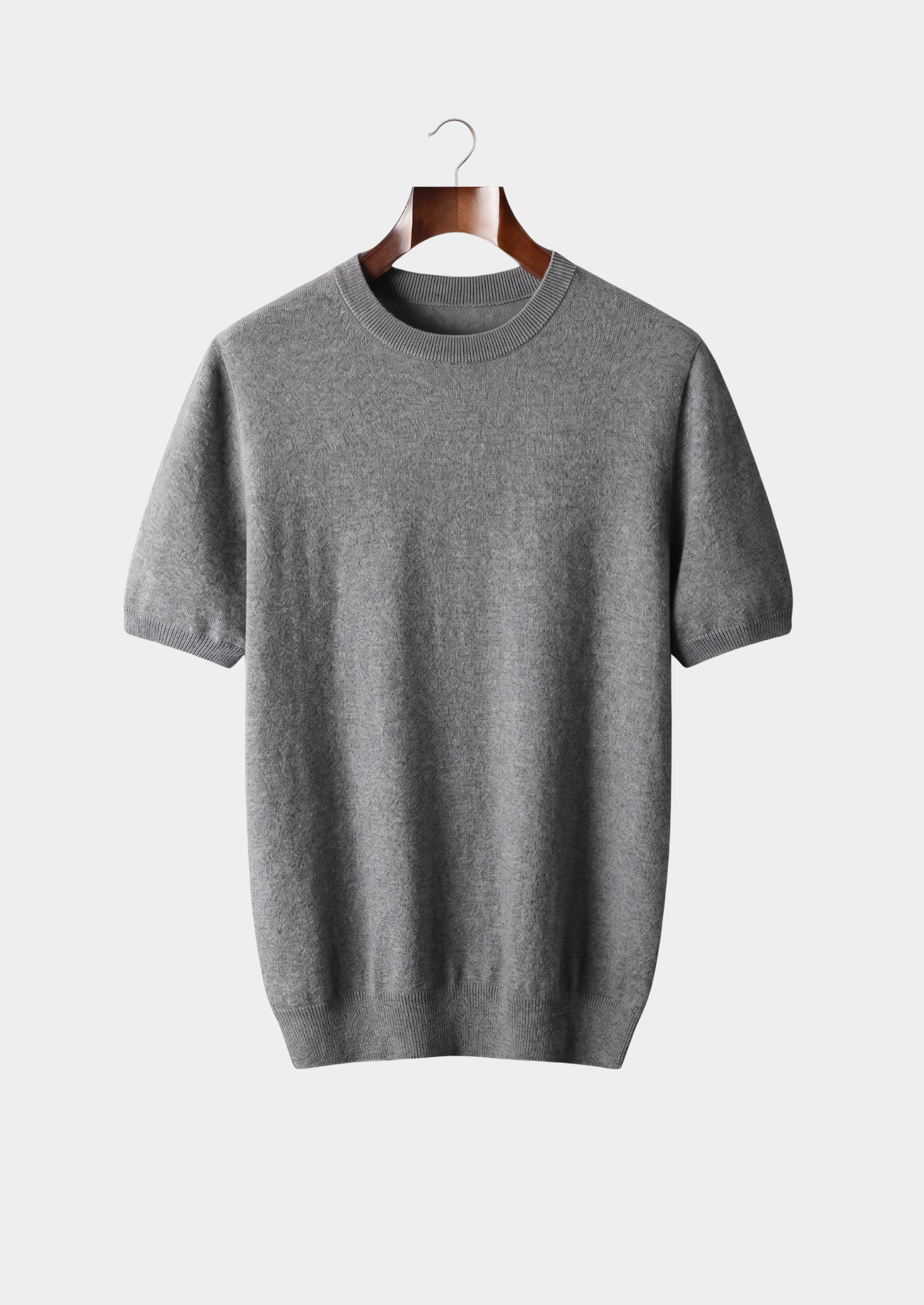 Premium Cashmere Classic Crewneck T-Shirt - Dark Gray