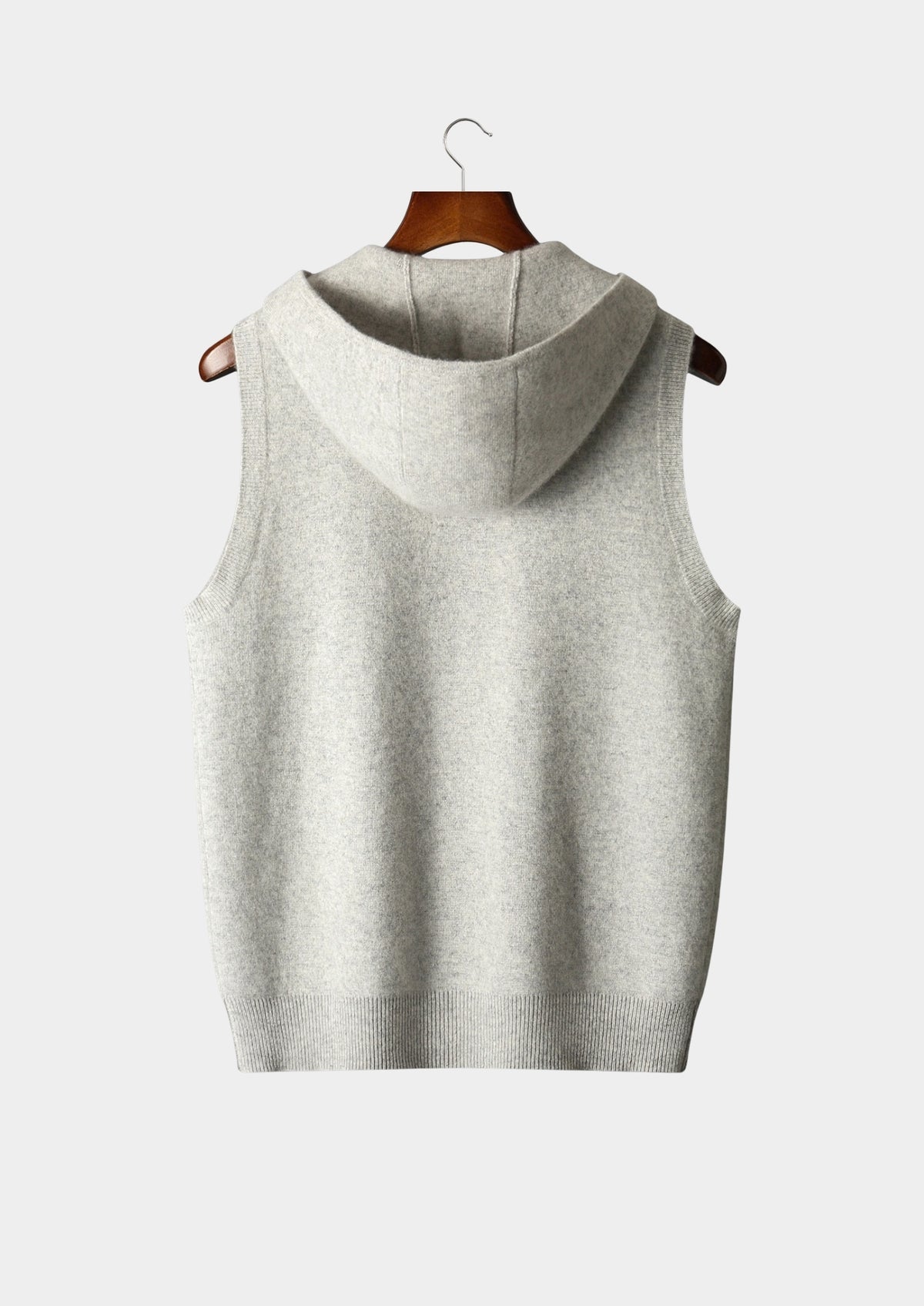 Pure Extra-Fine Merino Wool Hooded Zipper Vest