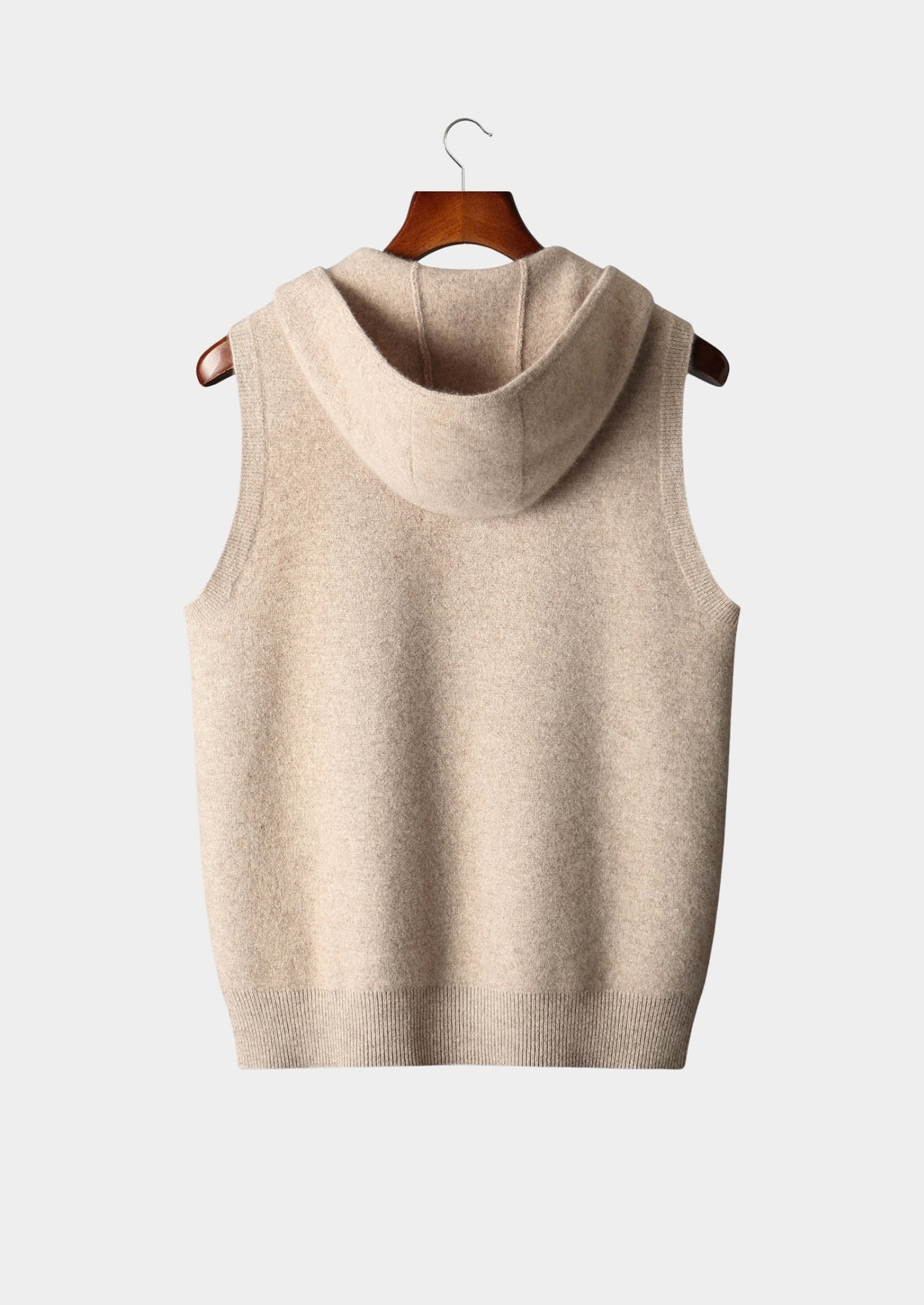 Pure Extra-Fine Merino Wool Hooded Zipper Vest