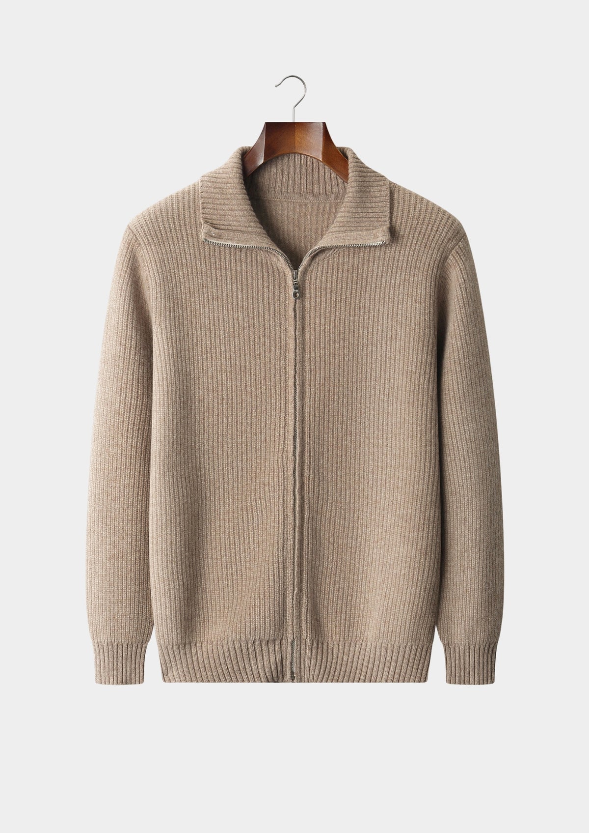 Pure Extra-Fine Merino Wool Ribbed Funnel Neck
