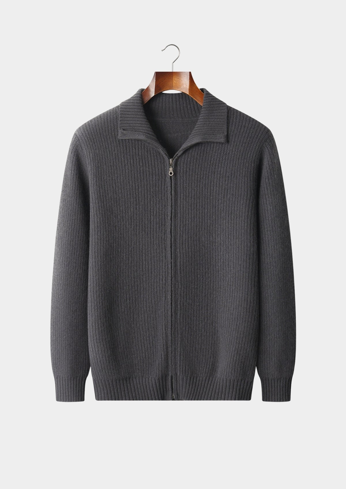 Pure Extra-Fine Merino Wool Ribbed Funnel Neck
