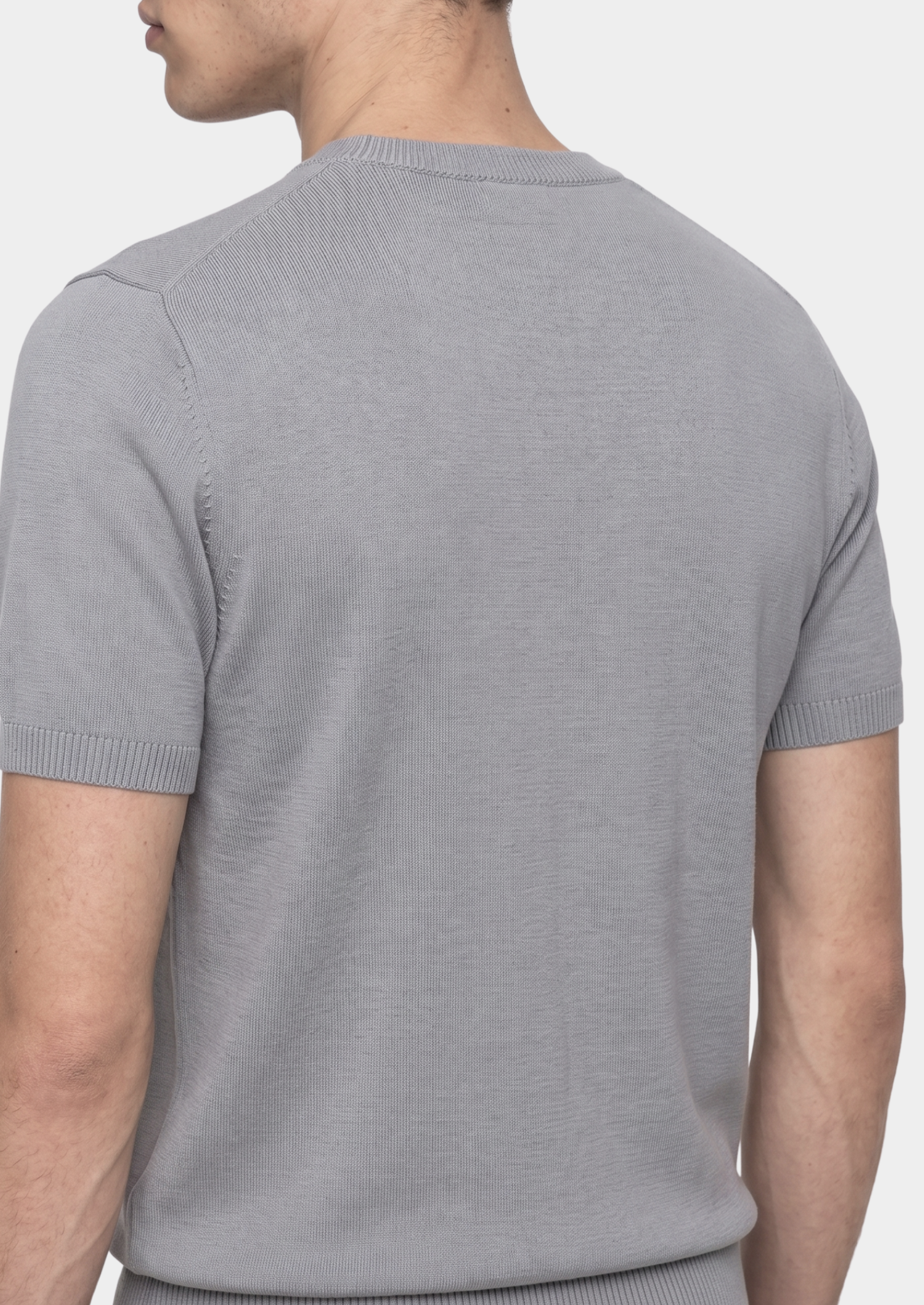 ESSENTIAL FOG GRAY KNITTED CREWNECK T-SHIRT