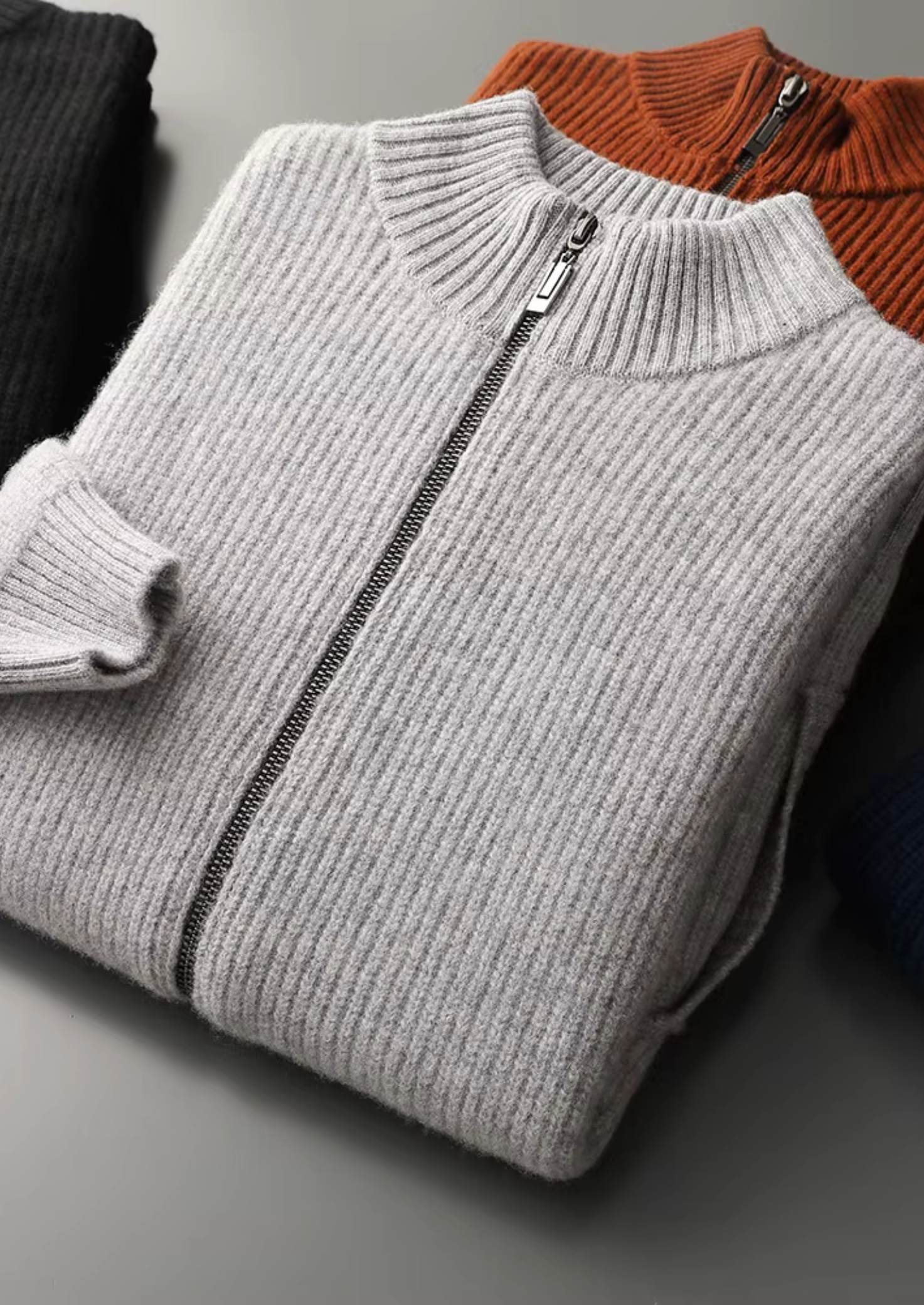 PURE EXTRA-FINE MERINO WOOL RIBBED CARDIGAN