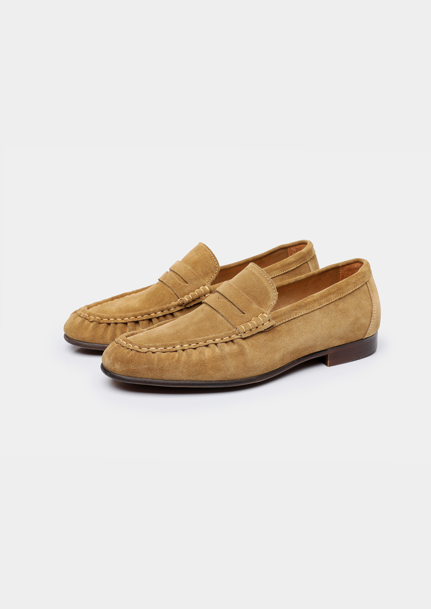 CARAMEL CLASSIC PENNY SUEDE LOAFERS