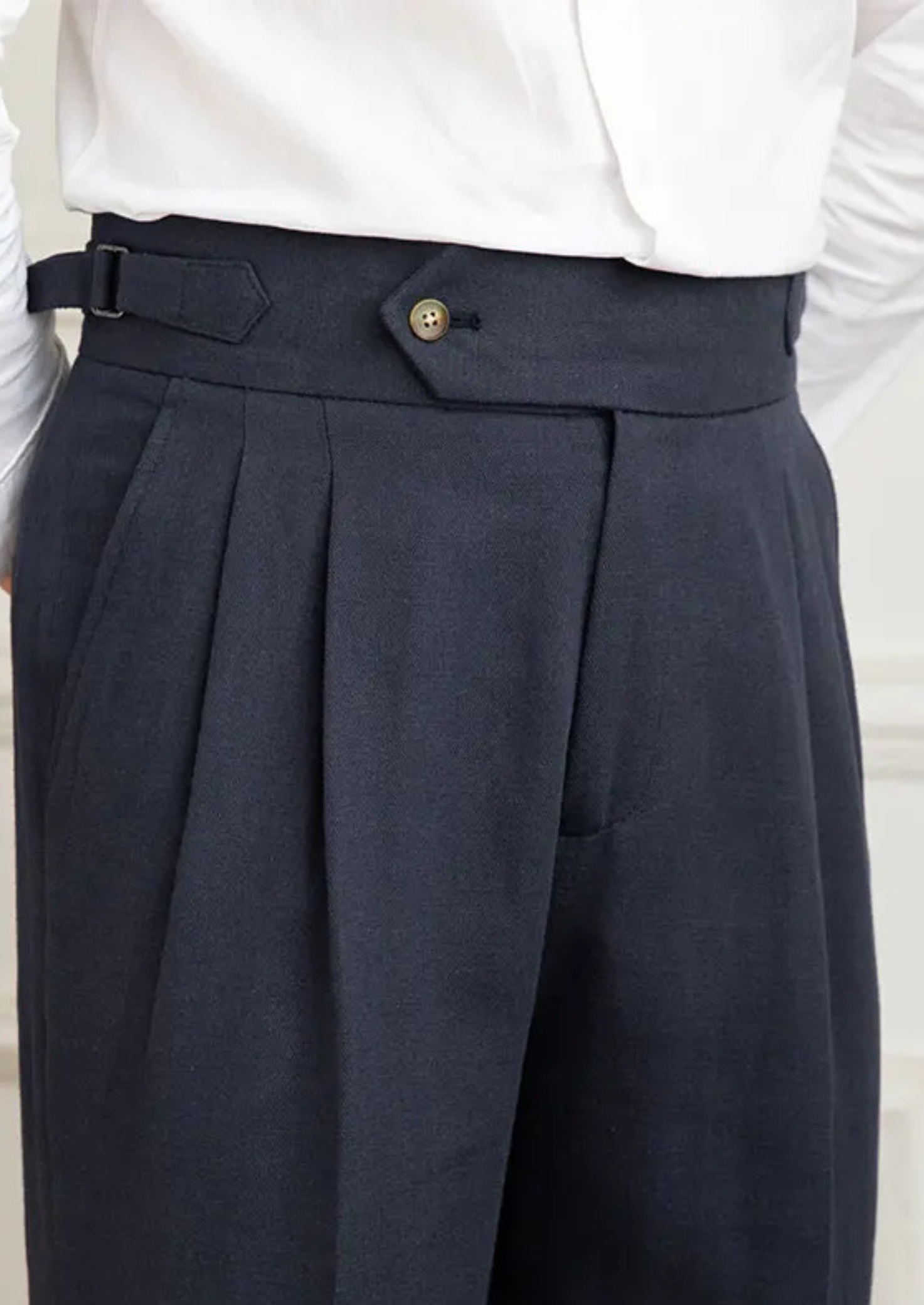CAGLIARI PLEATED SEASIDE TROUSERS - Navy Blue
