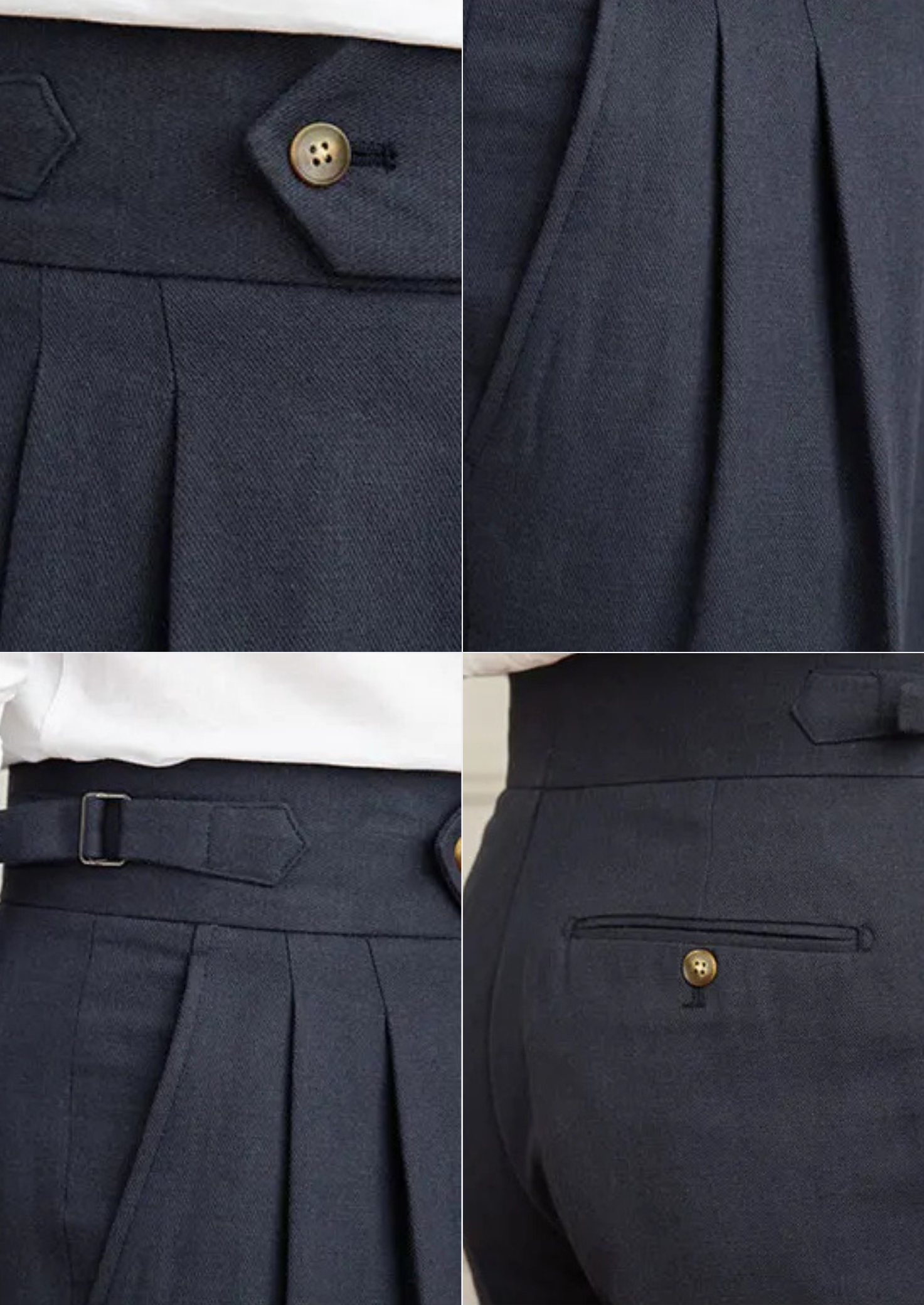 CAGLIARI PLEATED SEASIDE TROUSERS - Navy Blue